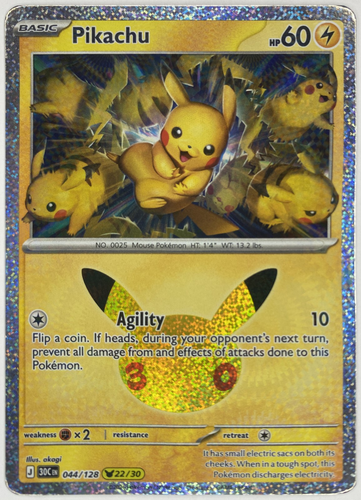 2026 Pokemon 30th Celebration Pikachu #044/128 Pikachu Rare front