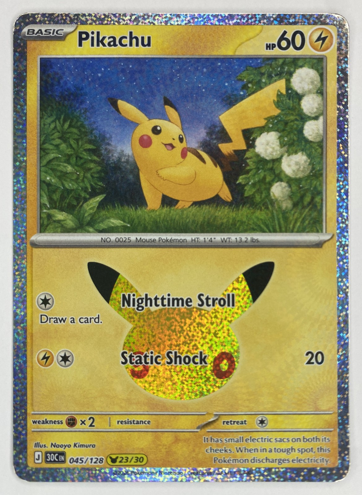 2026 Pokemon 30th Celebration Pikachu #045/128 Pikachu Rare front