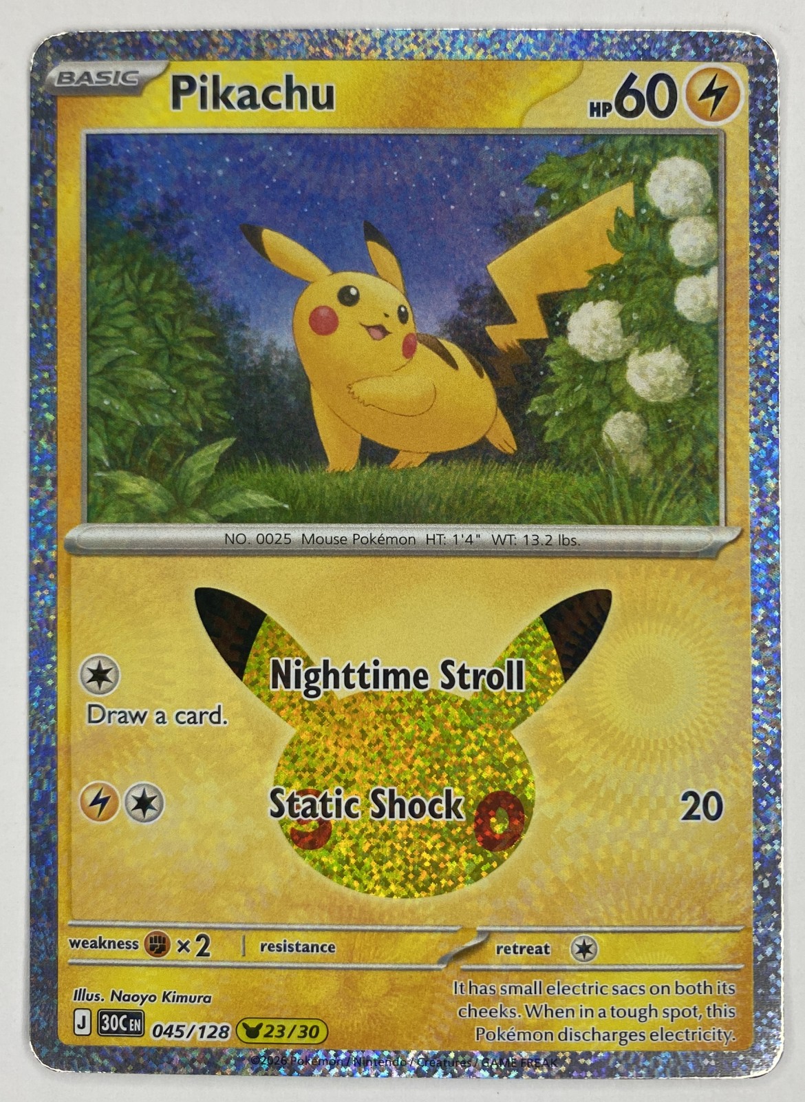 2026 Pokemon 30th Celebration Pikachu #045/128 Pikachu Rare front