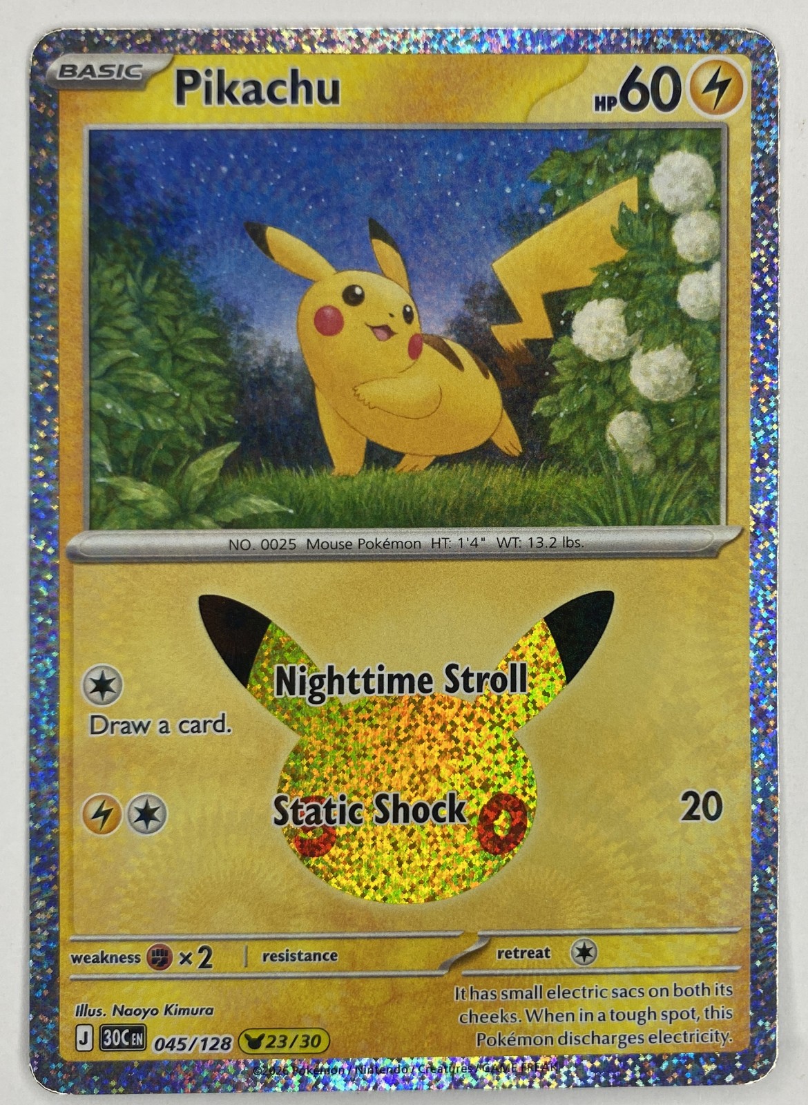 2026 Pokemon 30th Celebration Pikachu #045/128 Pikachu Rare front