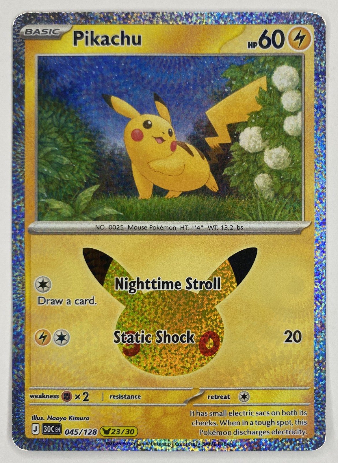 2026 Pokemon 30th Celebration Pikachu #045/128 Pikachu Rare front