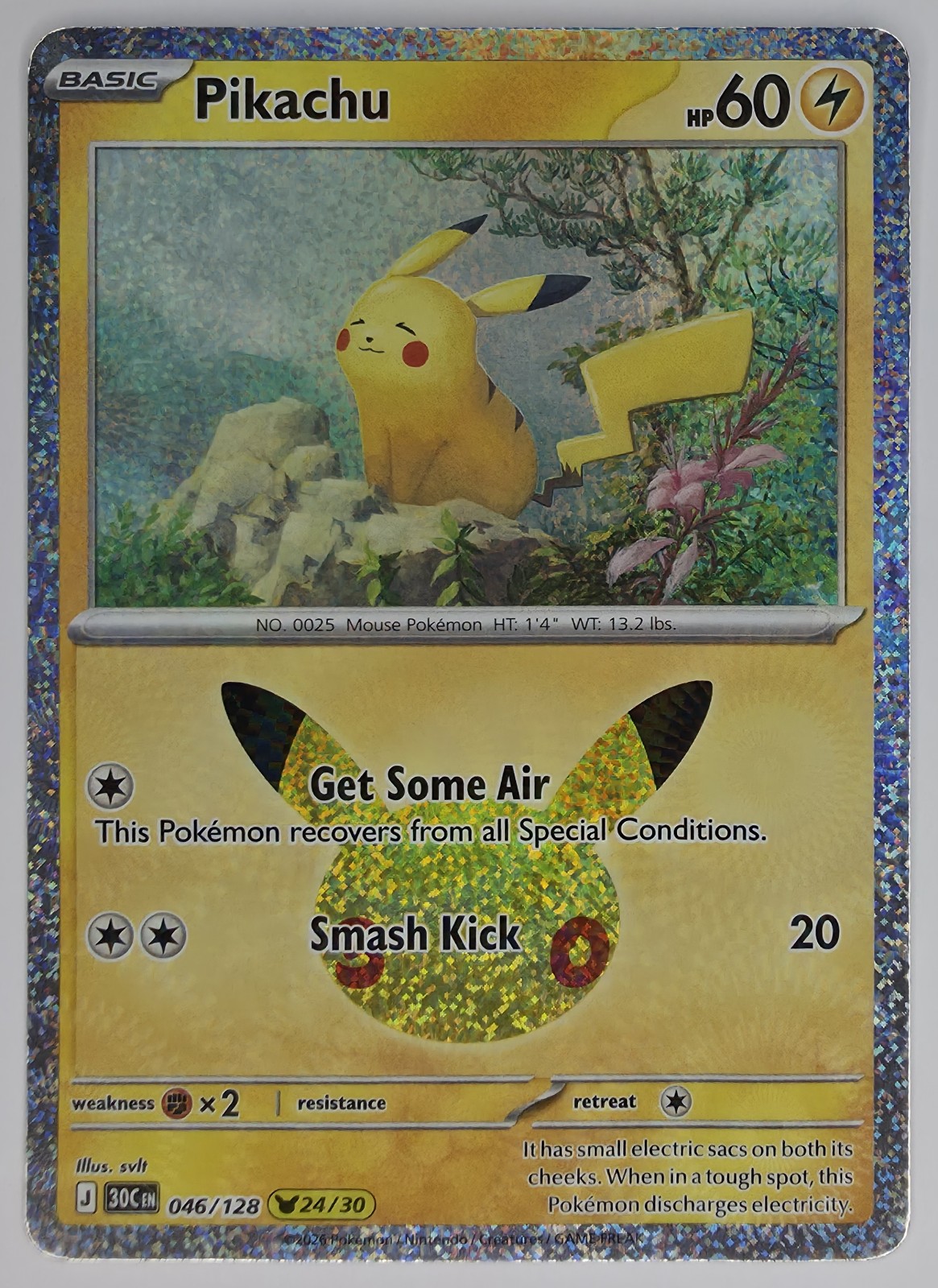 2026 Pokemon 30th Celebration Pikachu #046/128 Get Some Air front