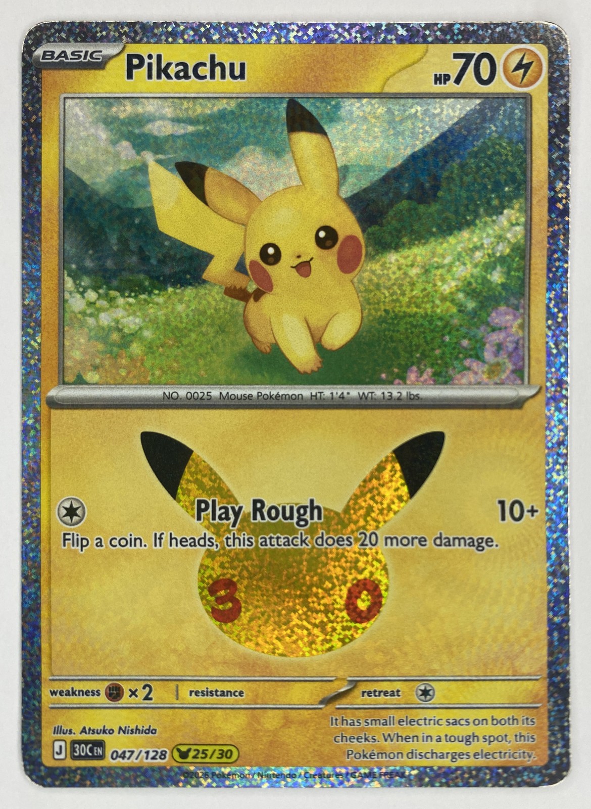 2026 Pokemon 30th Celebration Pikachu #047/128 Pikachu Rare front