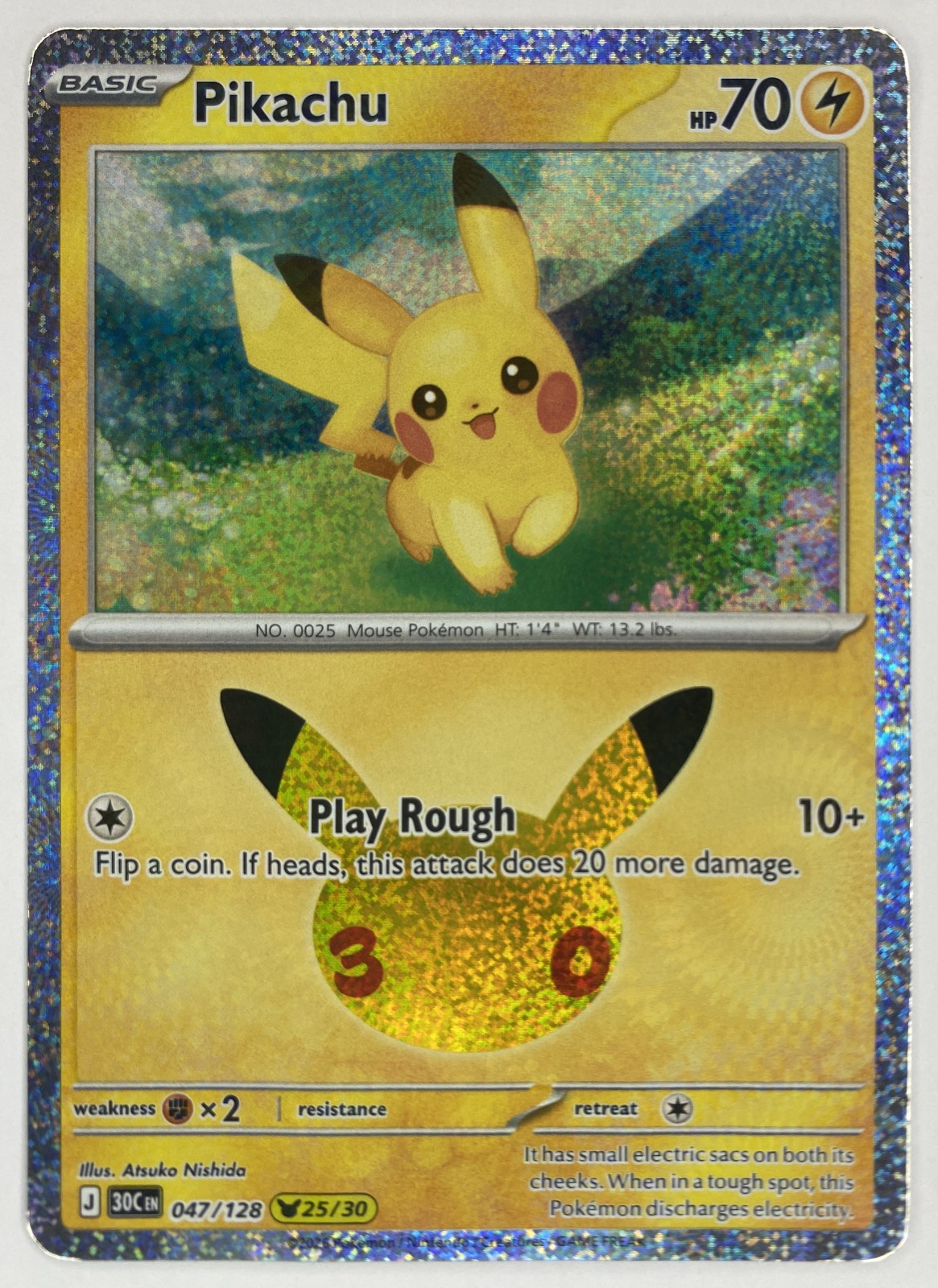 2026 Pokemon 30th Celebration Pikachu #047/128 Pikachu Rare front