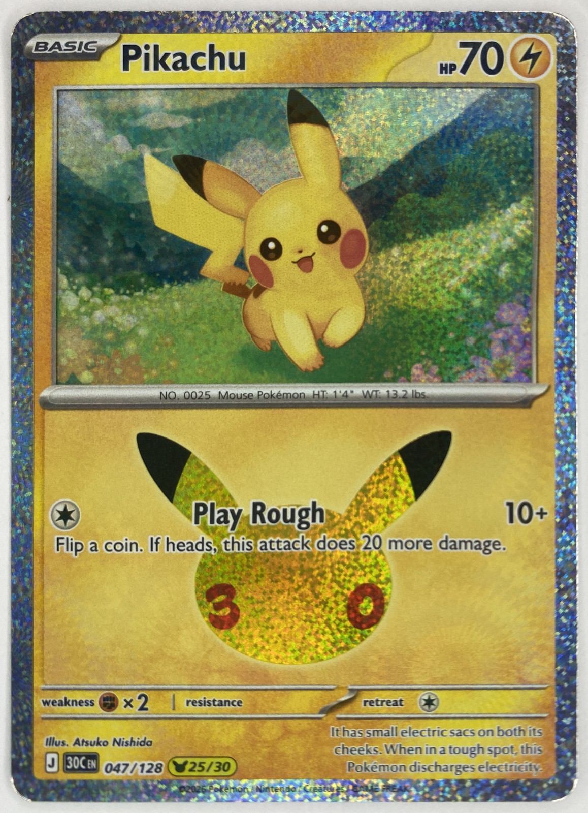 2026 Pokemon 30th Celebration Pikachu #047/128 Pikachu Rare front
