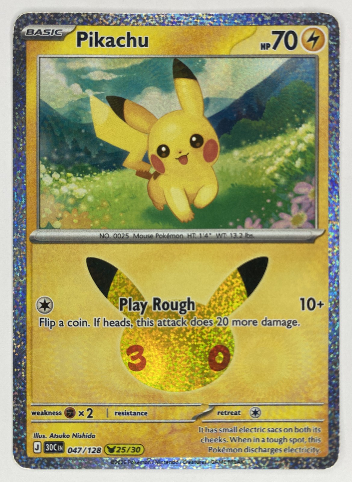 2026 Pokemon 30th Celebration Pikachu #047/128 Pikachu Rare front