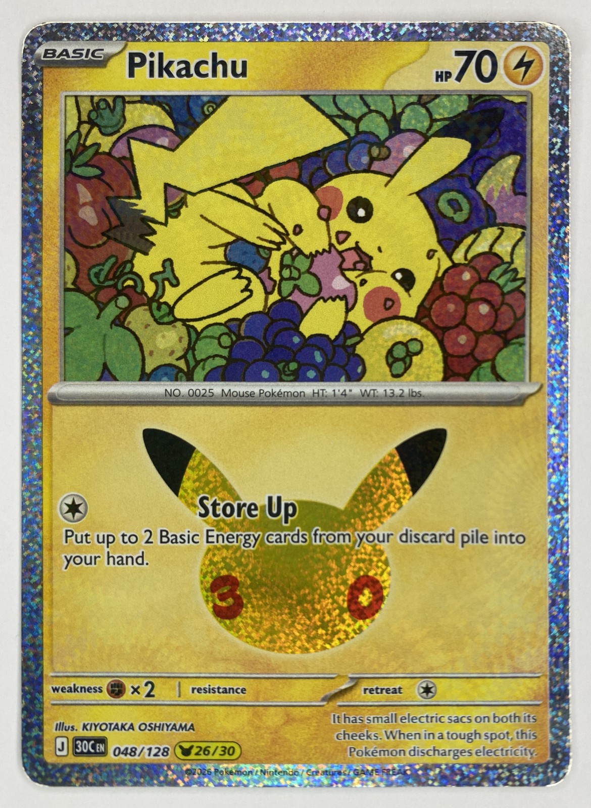 2026 Pokemon 30th Celebration Pikachu #048/128 Store Up front