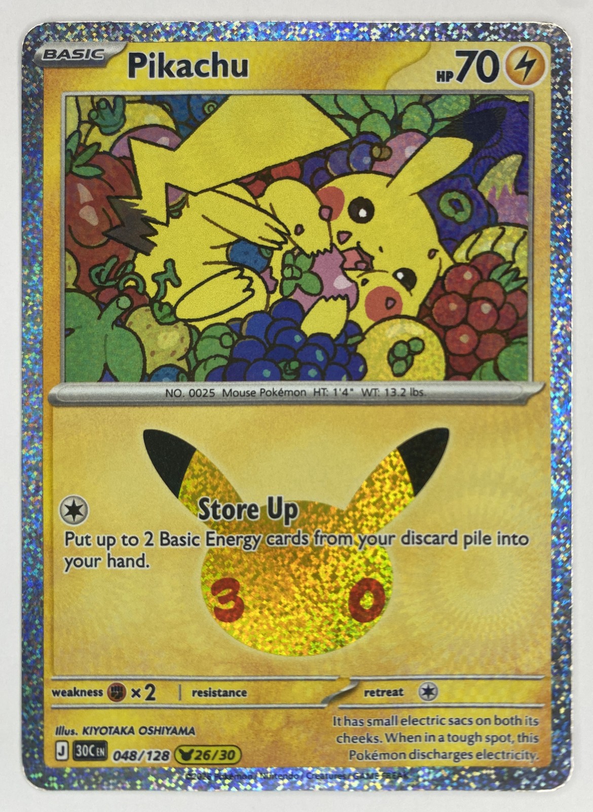 2026 Pokemon 30th Celebration Pikachu #048/128 Store Up front