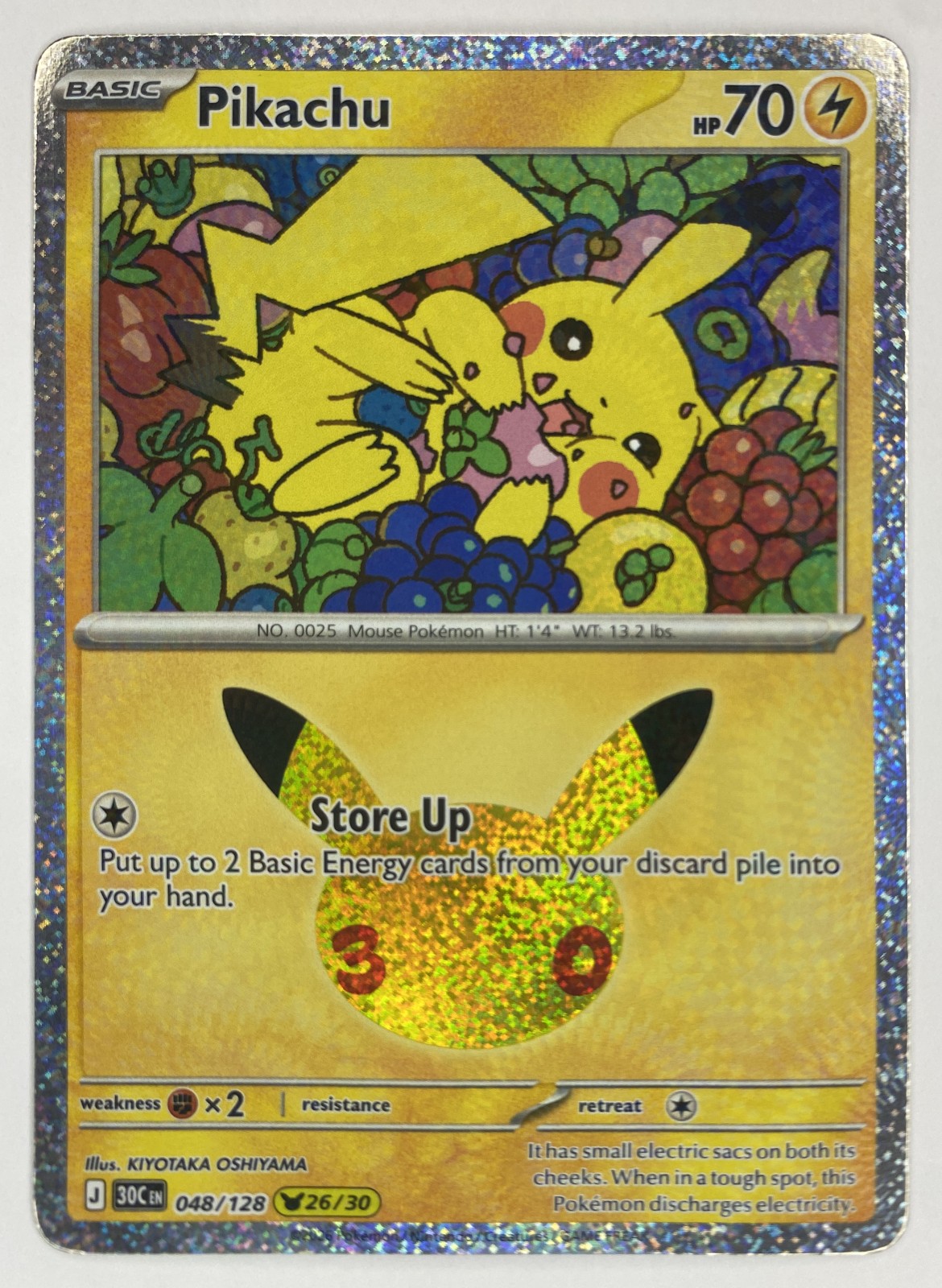 2026 Pokemon 30th Celebration Pikachu #048/128 Store Up front