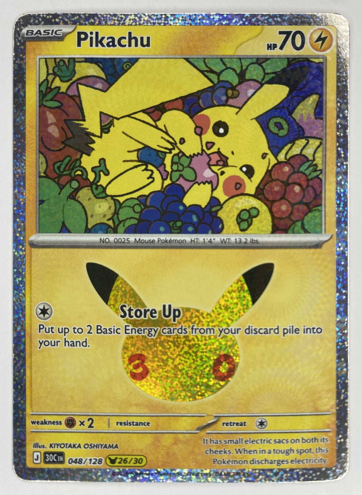 2026 Pokemon 30th Celebration Pikachu #048/128 Store Up front