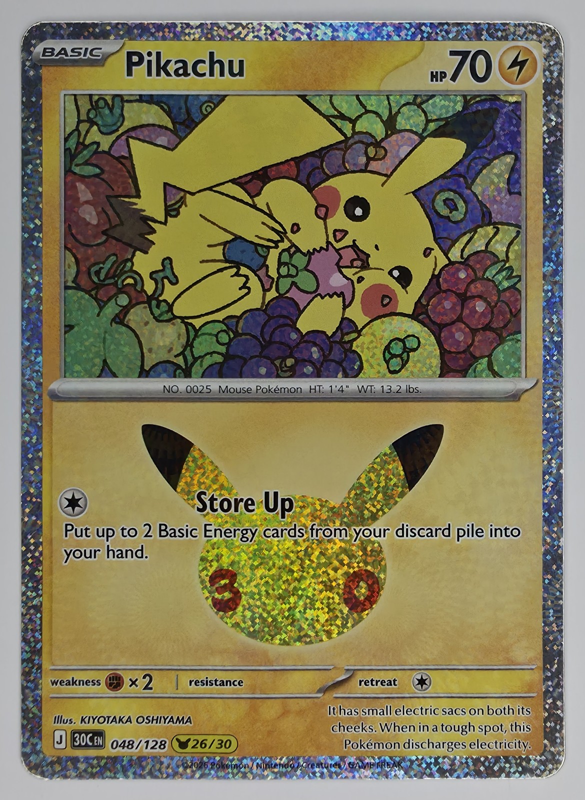 2026 Pokemon 30th Celebration Pikachu #048/128 Store Up front