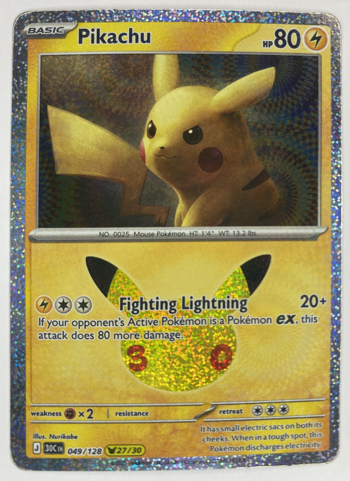 2026 Pokemon 30th Celebration Pikachu #049/128 Pikachu Rare front