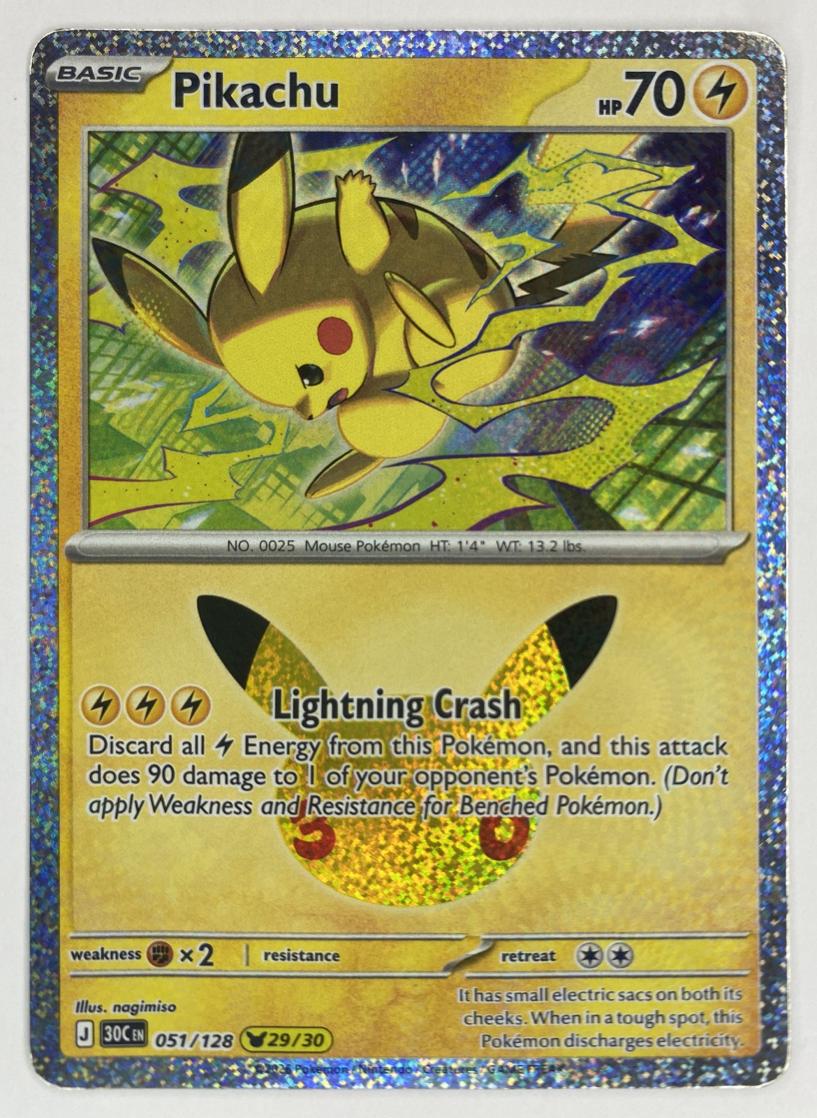 2026 Pokemon 30th Celebration Pikachu #051/128 Pikachu Rare front