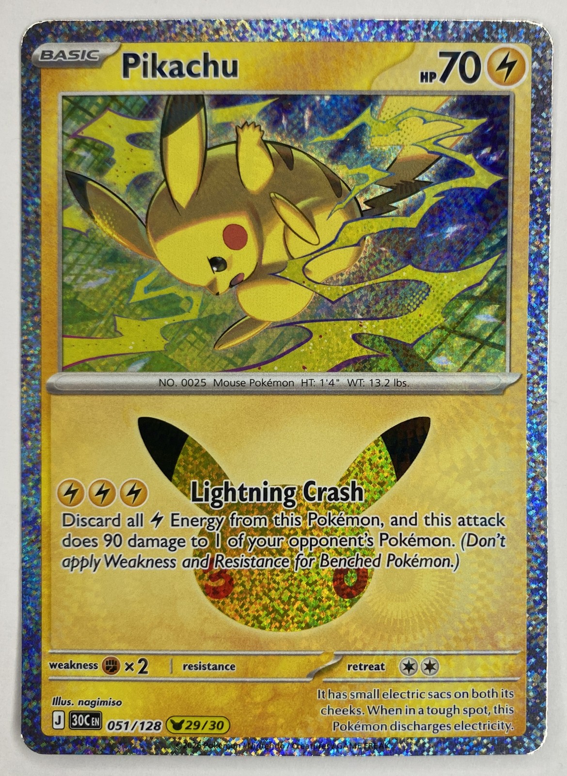 2026 Pokemon 30th Celebration Pikachu #051/128 Pikachu Rare front