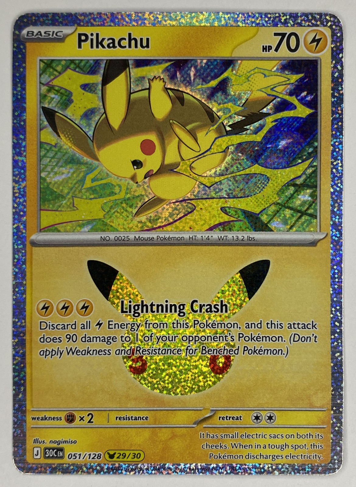 2026 Pokemon 30th Celebration Pikachu #051/128 Pikachu Rare front