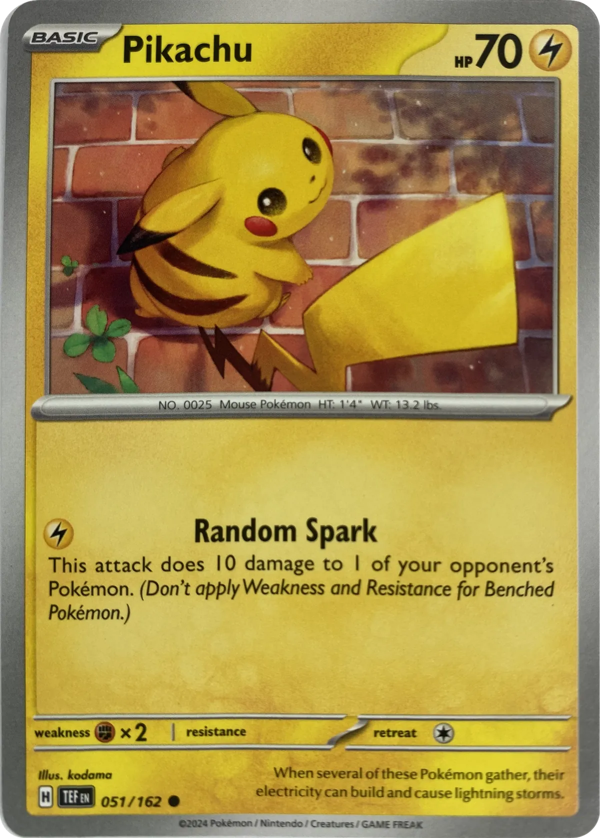 Pikachu #051/162, front