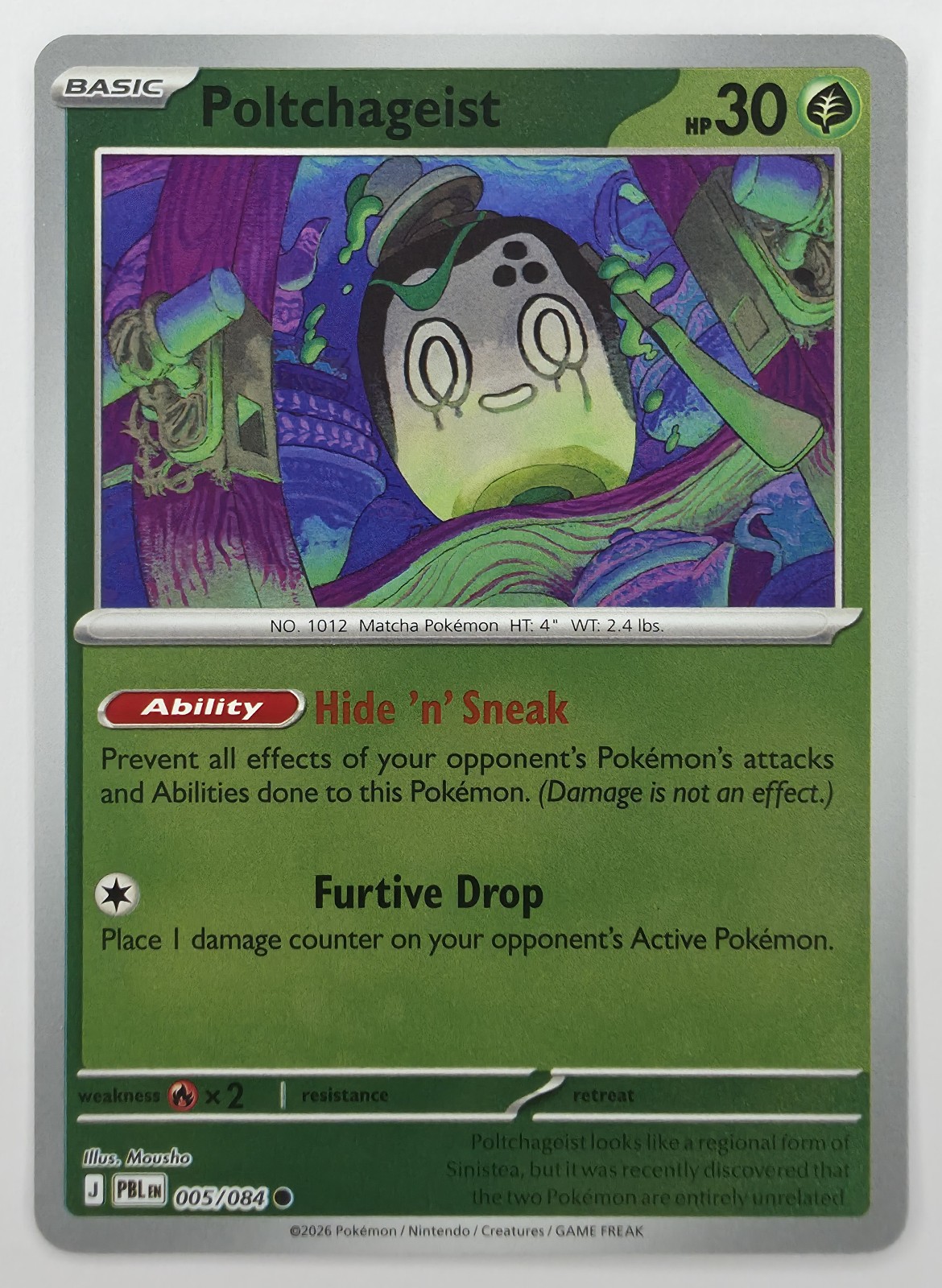 2026 Pokemon Pitch Black Poltchageist #005/084 Reverse Holo Common front