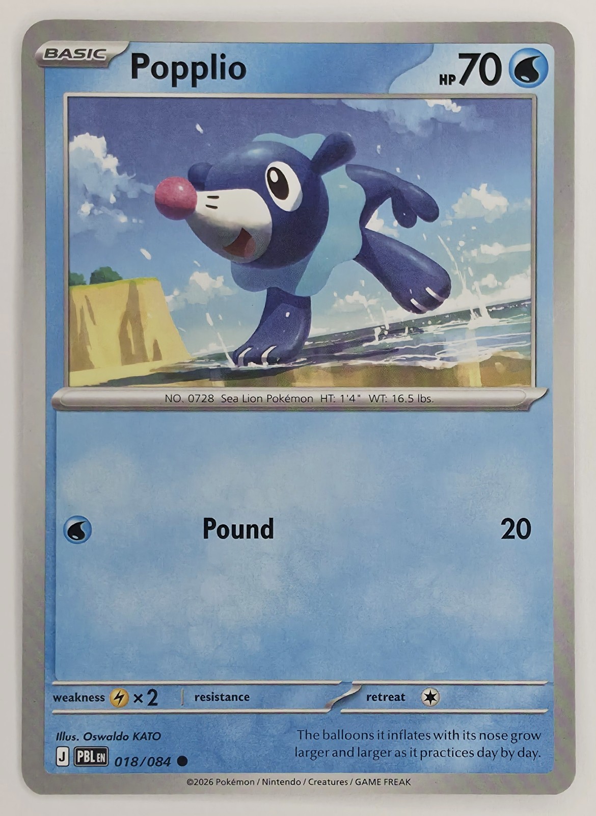 2026 Pokemon Pitch Black Popplio #018/084 Common front