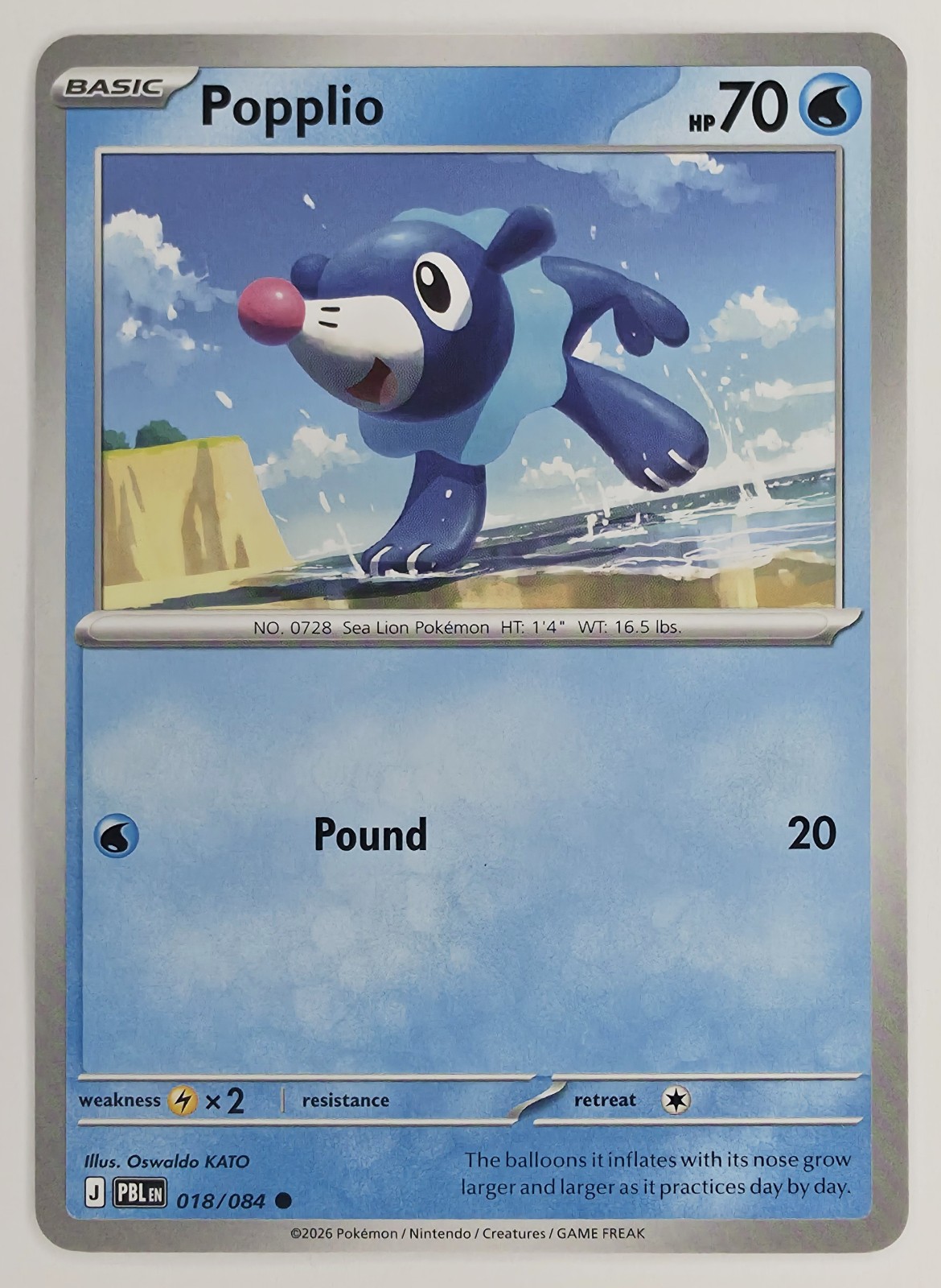2026 Pokemon Pitch Black Popplio #018/084 Common front