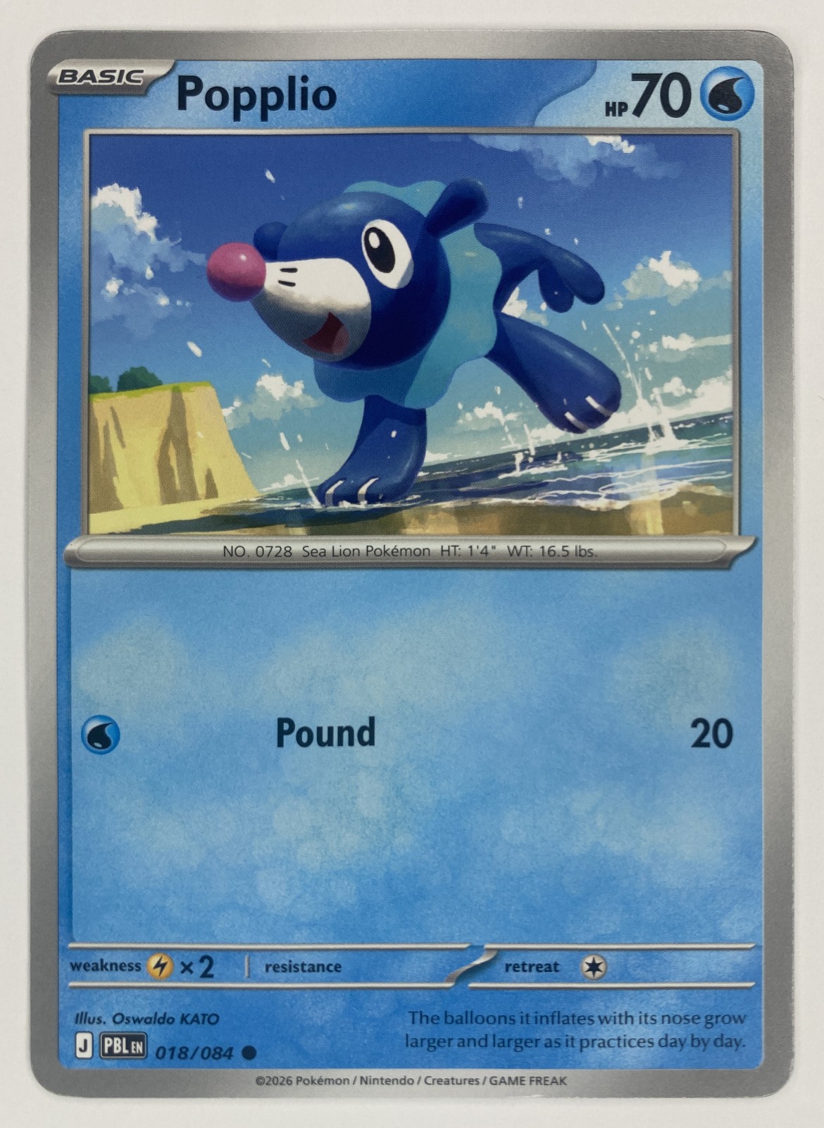 2026 Pokemon Pitch Black Popplio #018/084 Common front