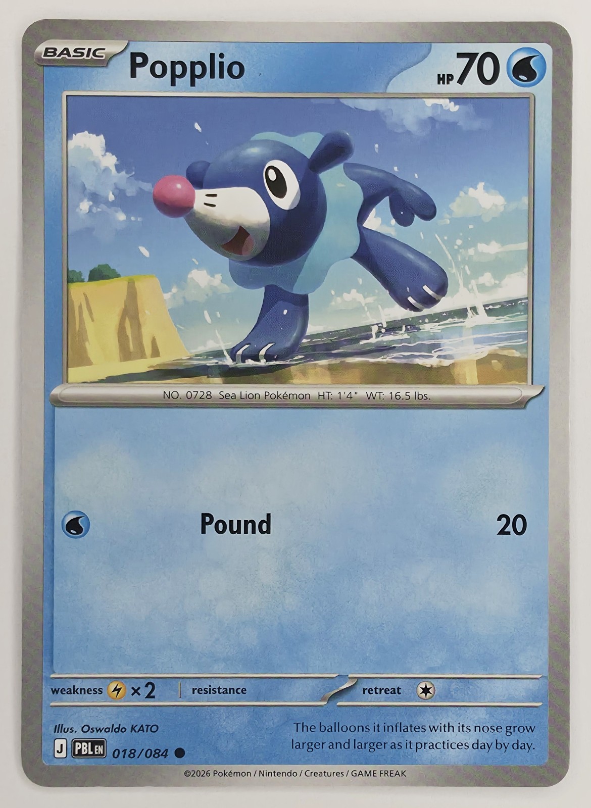 2026 Pokemon Pitch Black Popplio #018/084 Common front