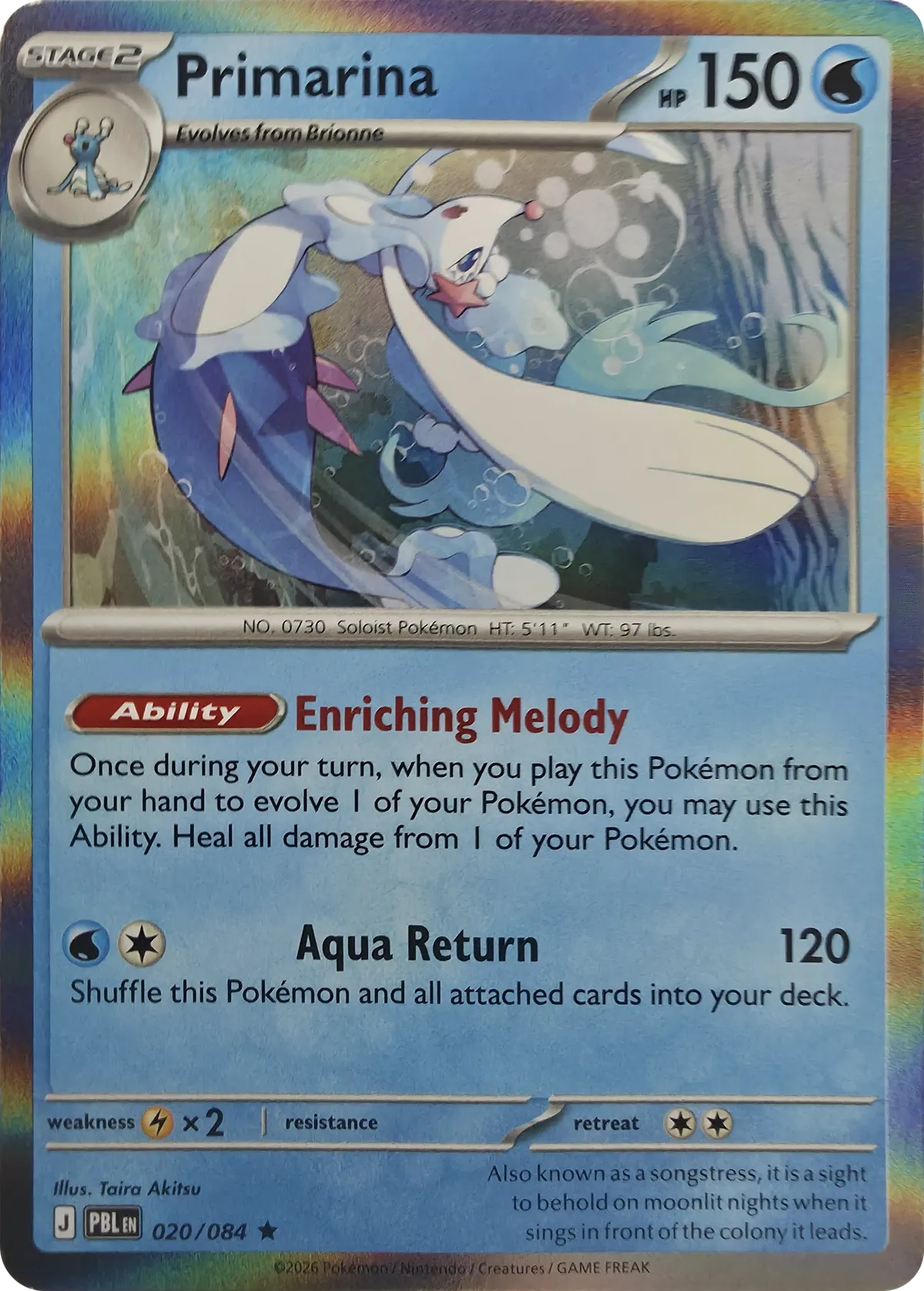 Primarina #020/084, front