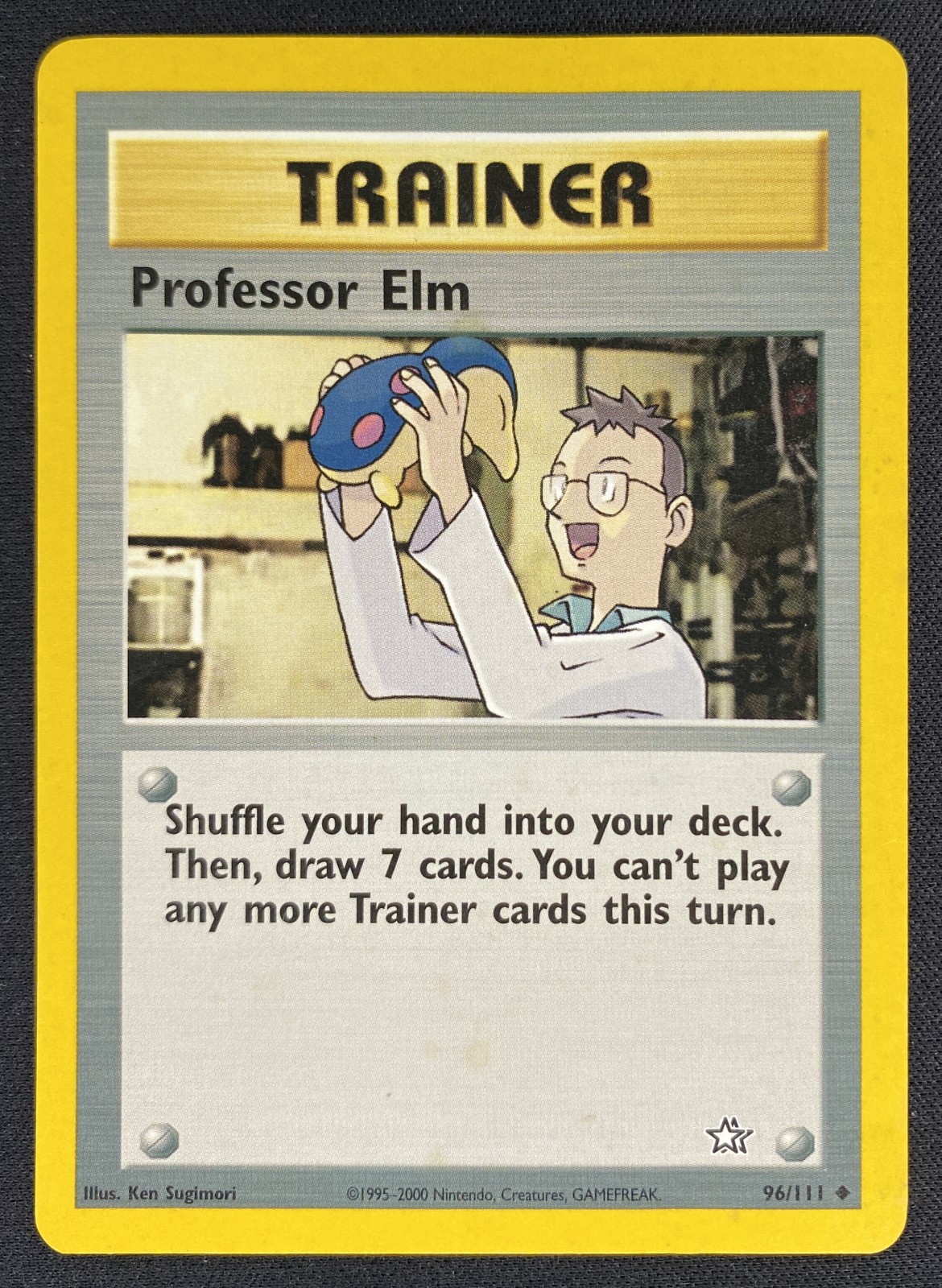 2000 Pokemon Neo Genesis Professor Elm #096/111 Uncommon front