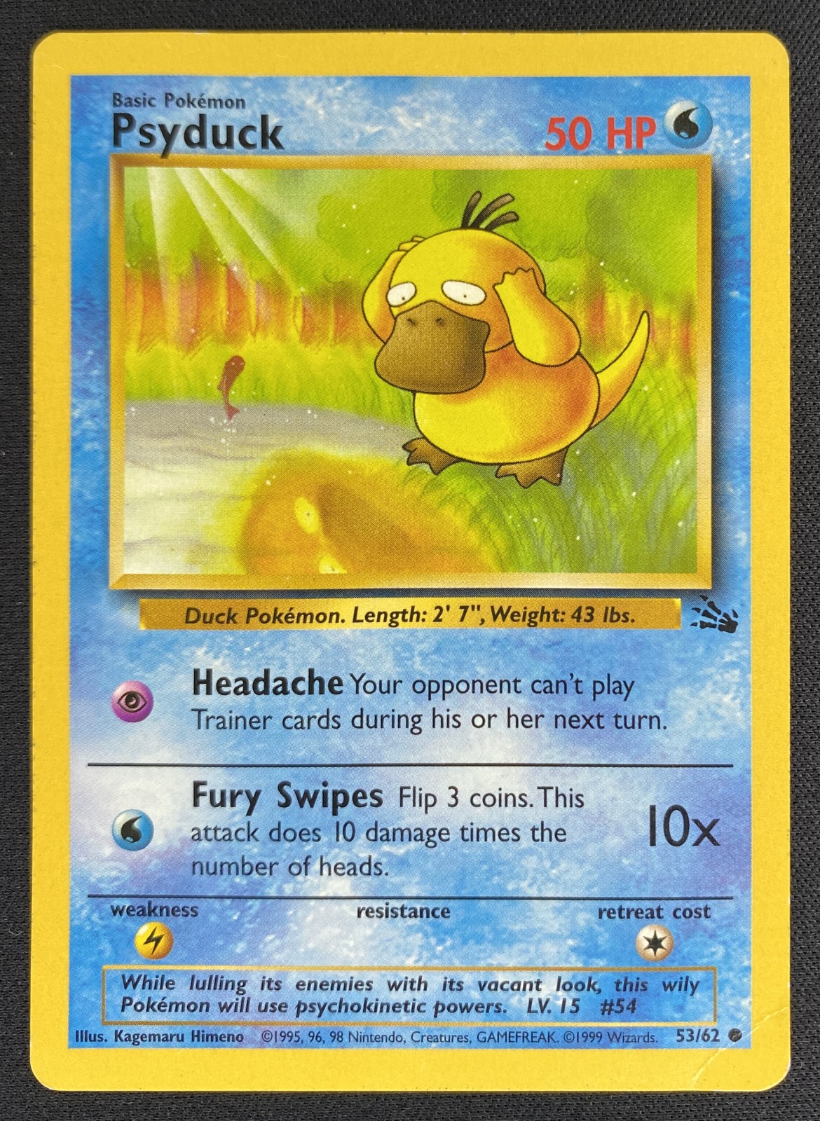 1999 Pokemon Fossil Psyduck #53/62 Common front