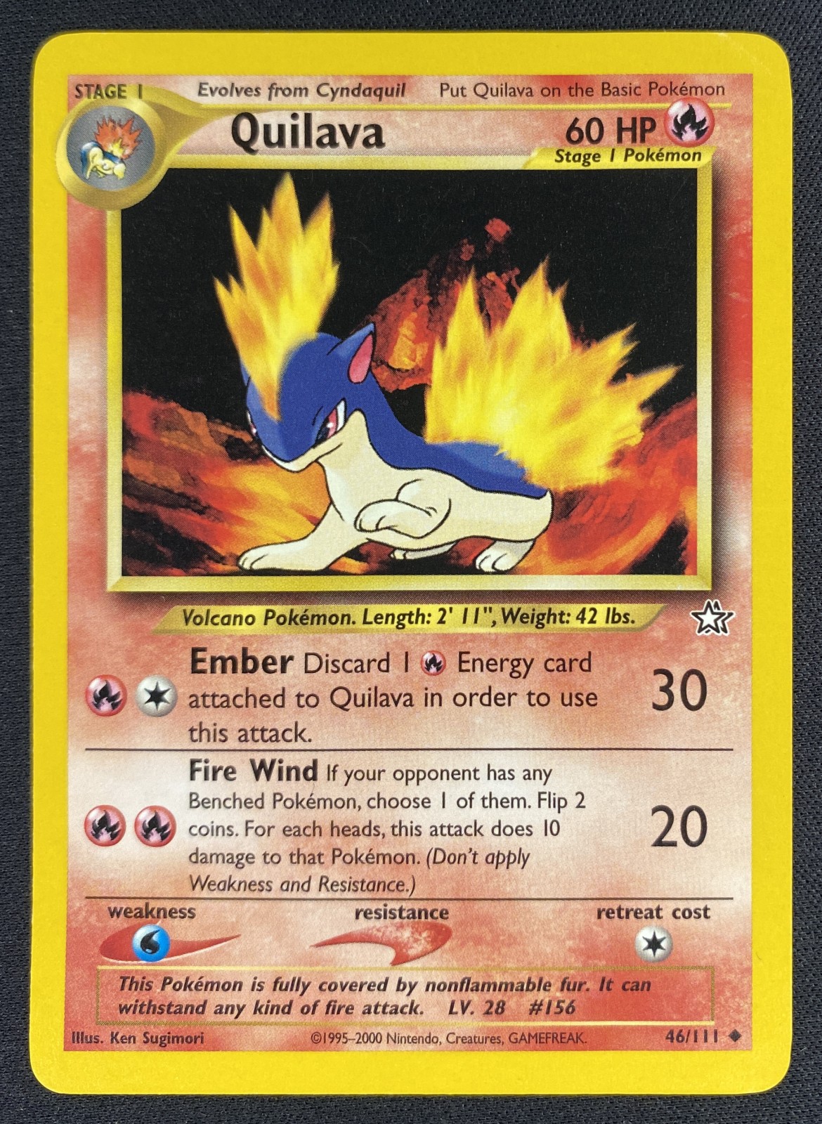2000 Pokemon Neo Genesis Quilava #046/111 Uncommon front