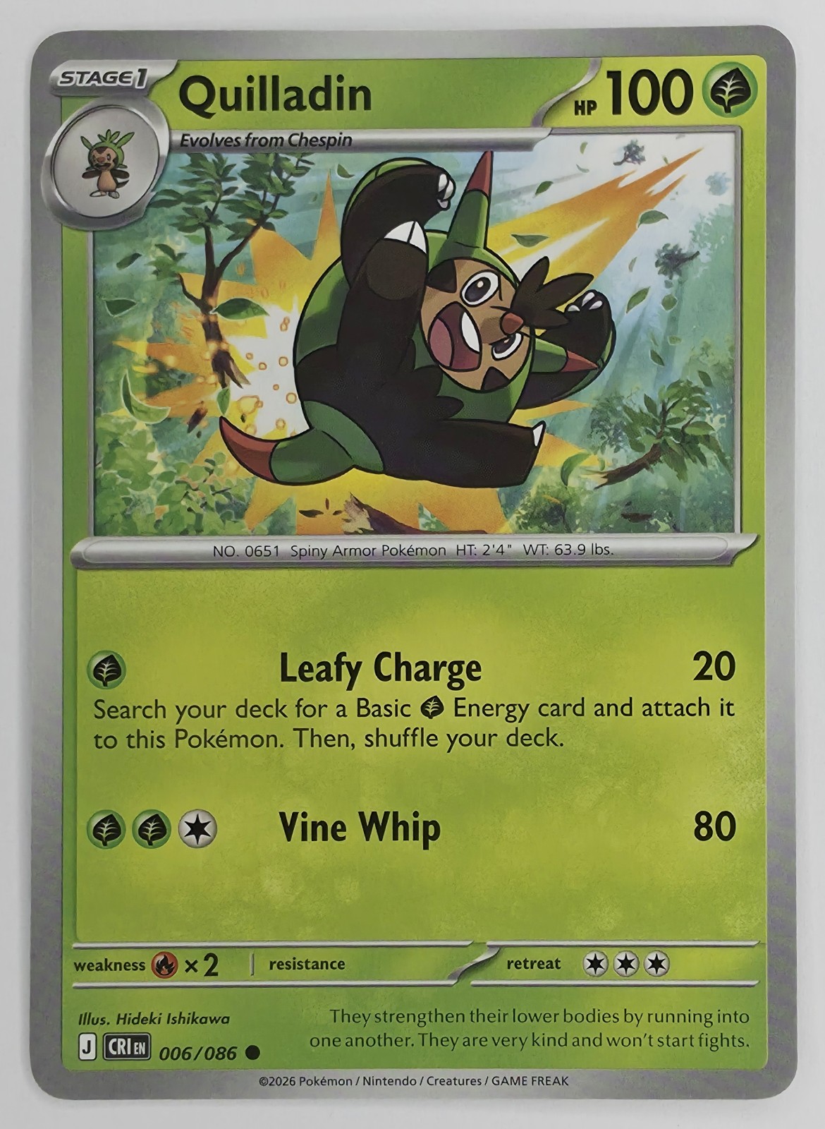 2026 Pokemon Chaos Rising Quilladin #006/086 Common front