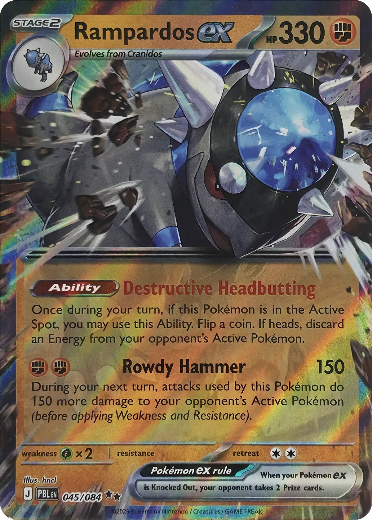 Rampardos ex #045/084, front