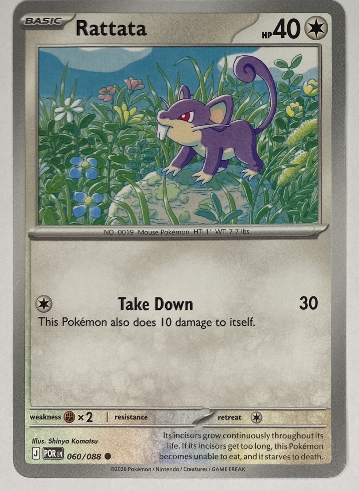 2026 Pokemon Perfect Order Rattata #060/088 Reverse Holo Common front