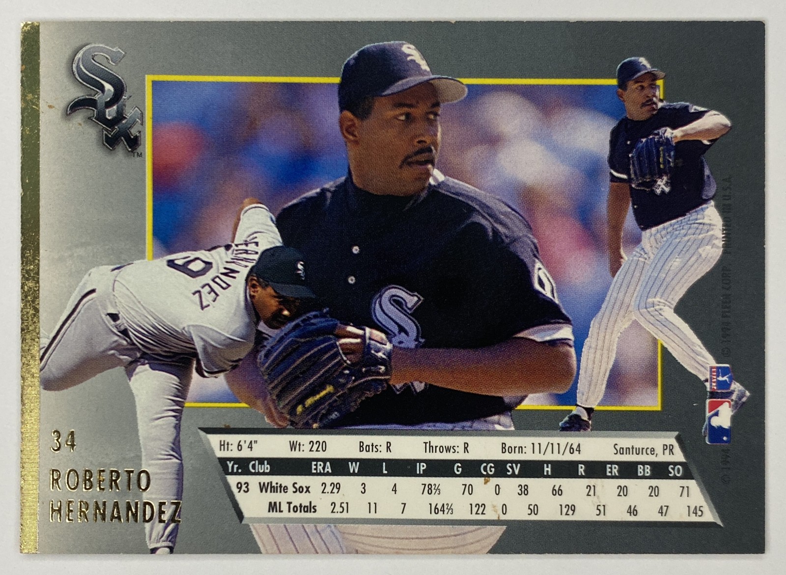 1994 Fleer Ultra Roberto Hernandez #34 Chicago White Sox back