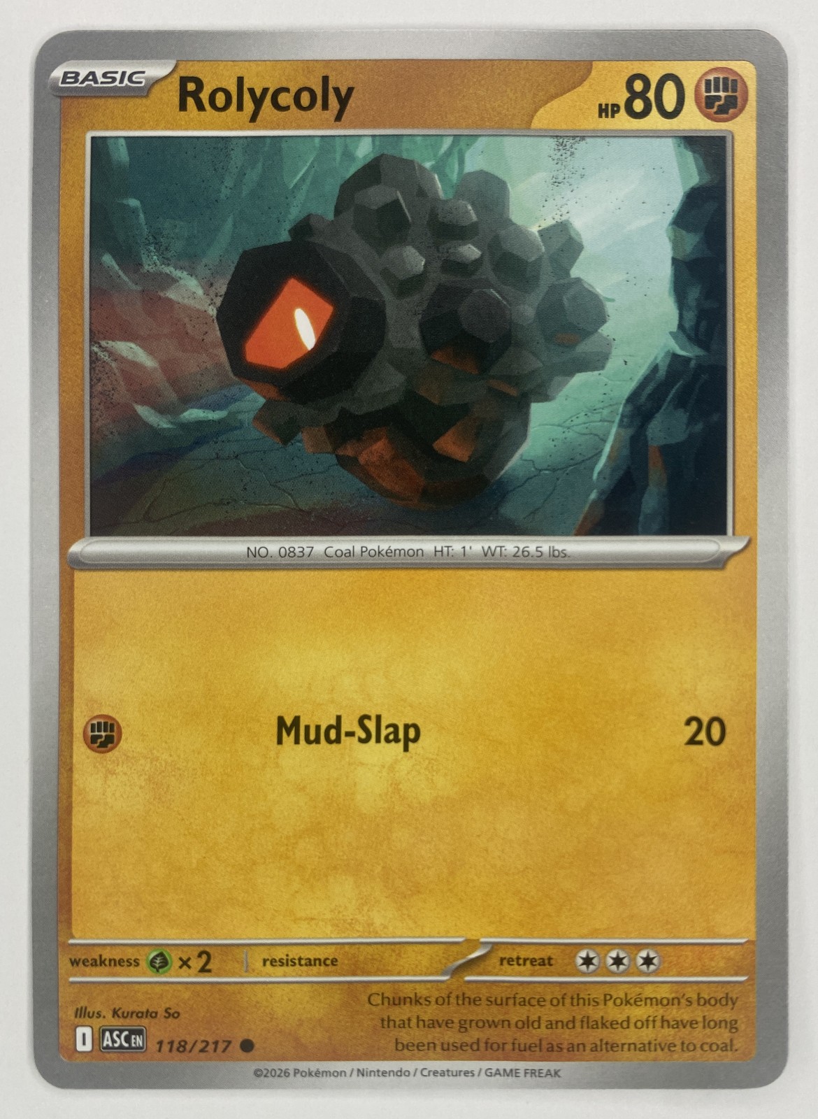 2026 Pokemon Ascended Heroes Rolycoly #118/217 Common front