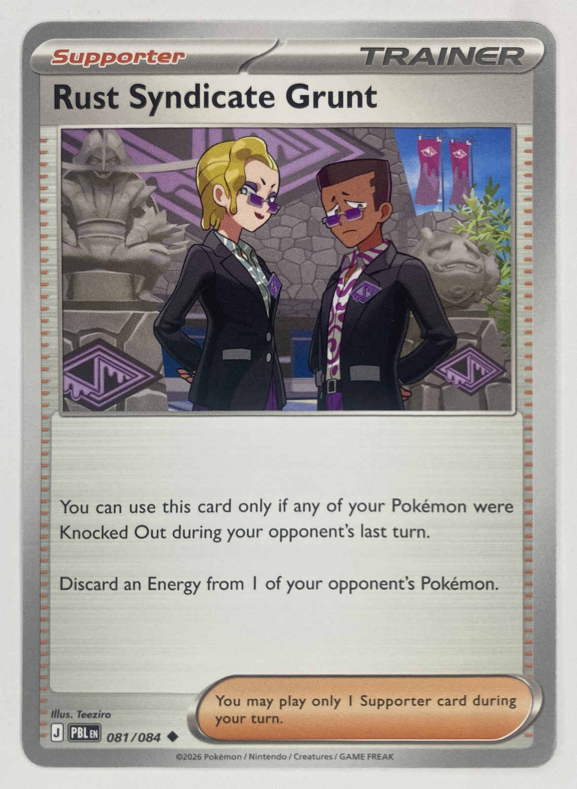 2026 Pokemon Pitch Black Rust Syndicate Grunt #081/084 Uncommon front
