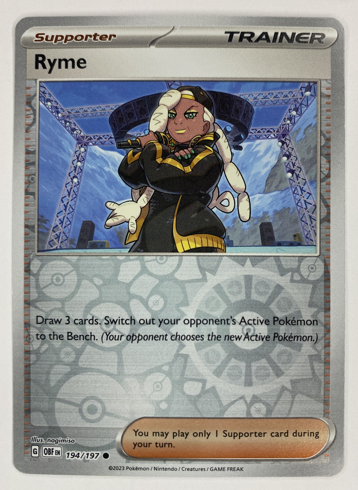 2023 Pokemon Obsidian Flames Ryme #194/197 Common Trainer front