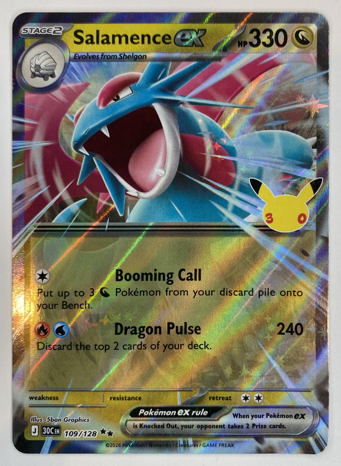 2026 Pokemon 30th Celebration Salamence ex #109/128 Double Rare Holo front