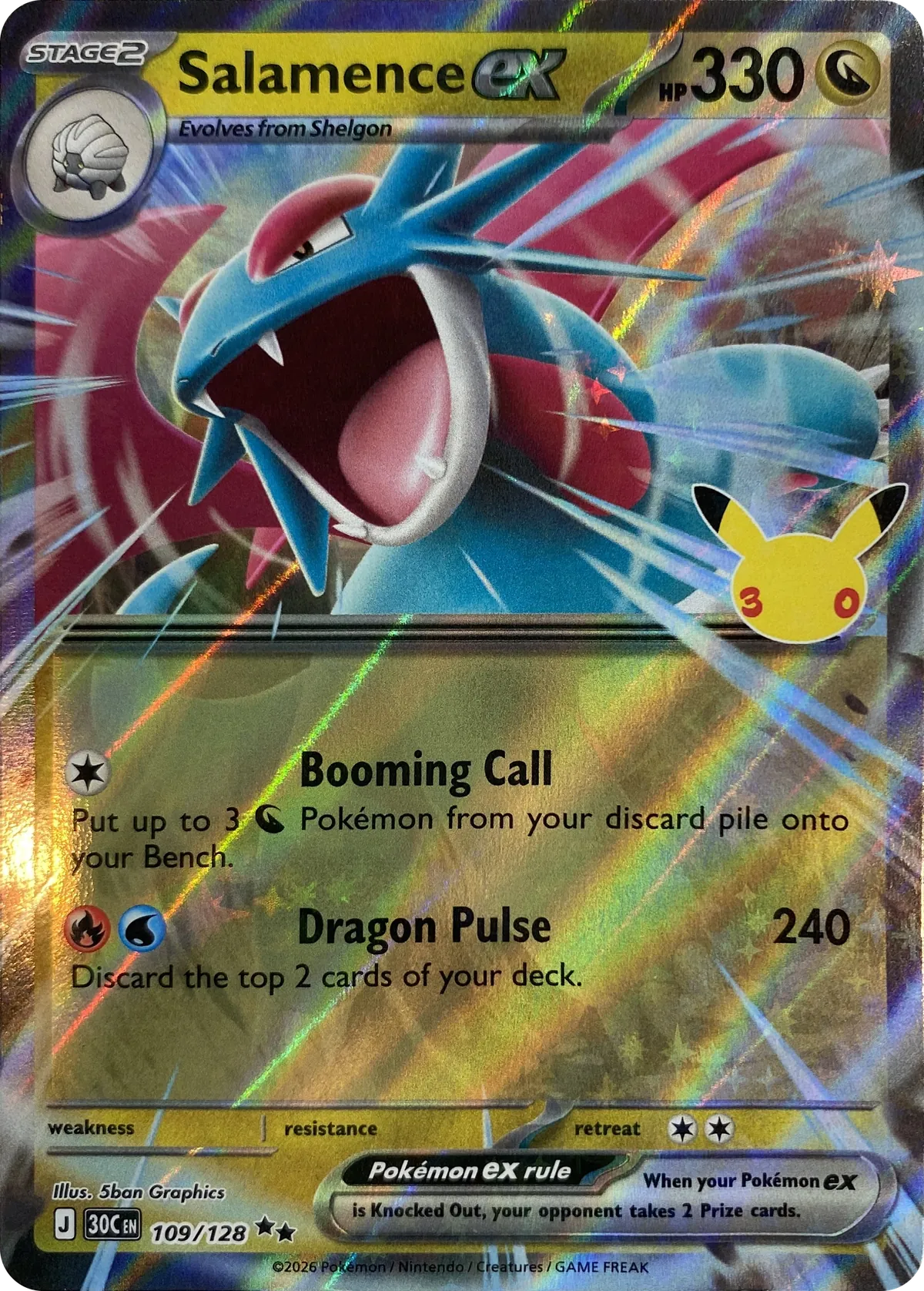 Salamence ex #109/128, front