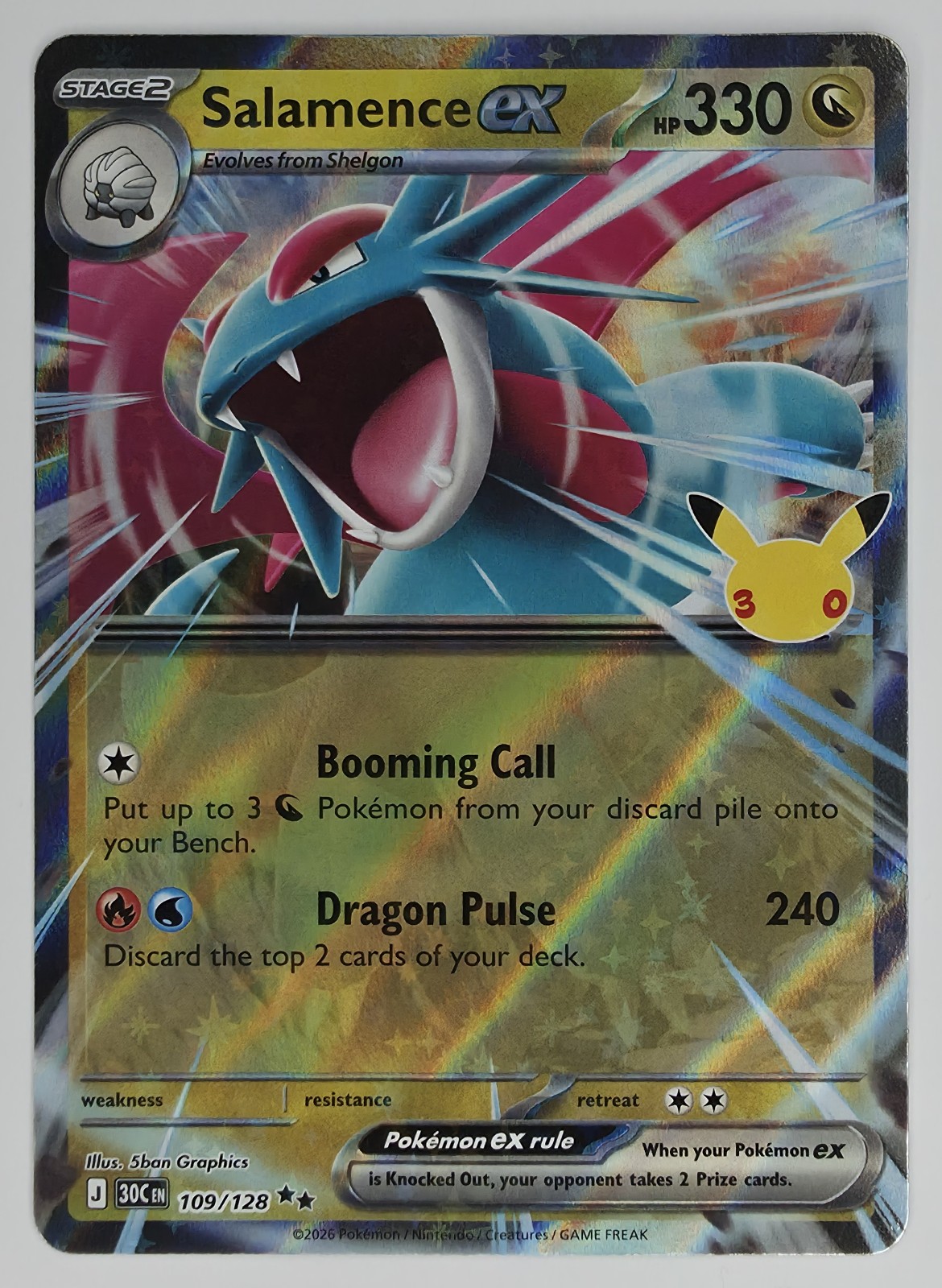 2026 Pokemon 30th Celebration Salamence ex #109/128 Double Rare Holo front