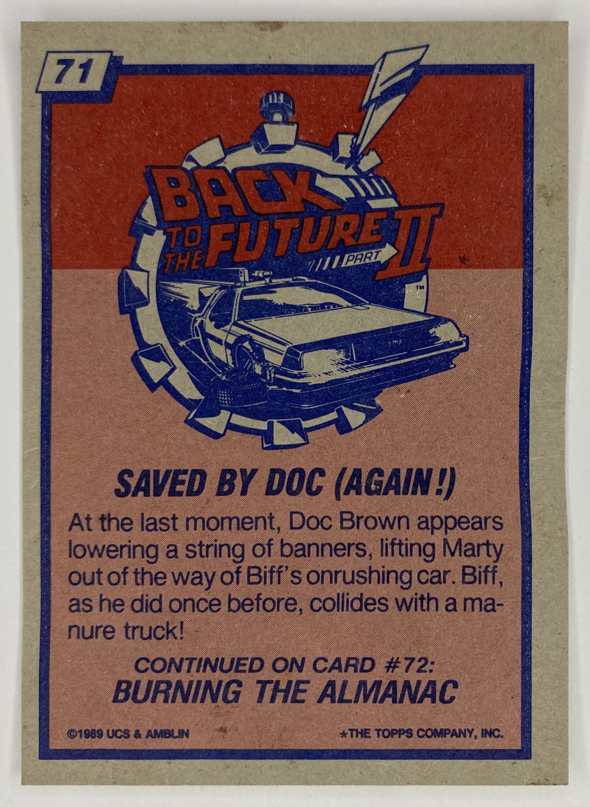 1989 Topps Back to the Future Part II Saved by Doc (Again!) #71 back