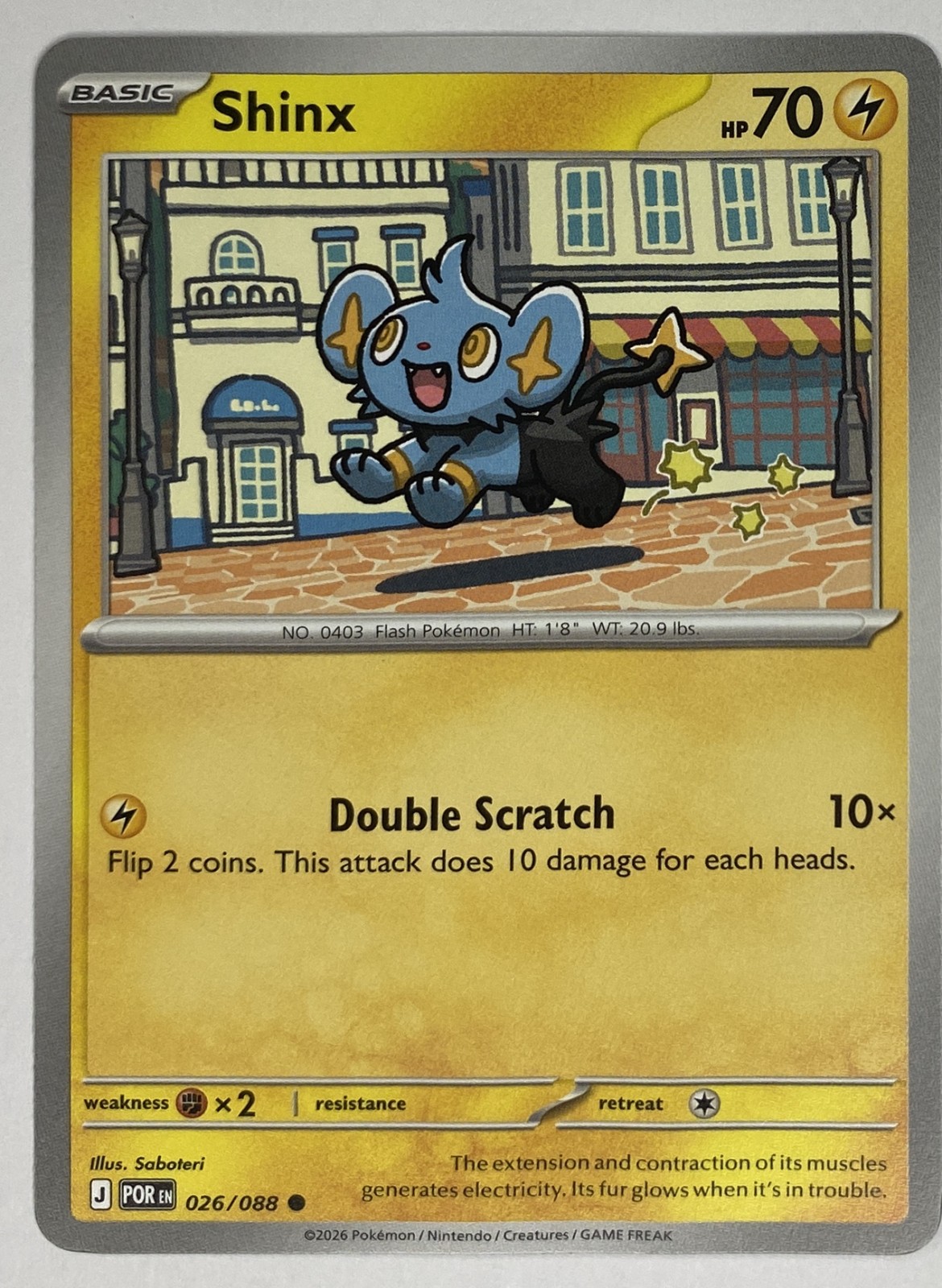2026 Pokemon Perfect Order Shinx #026/088 Common front