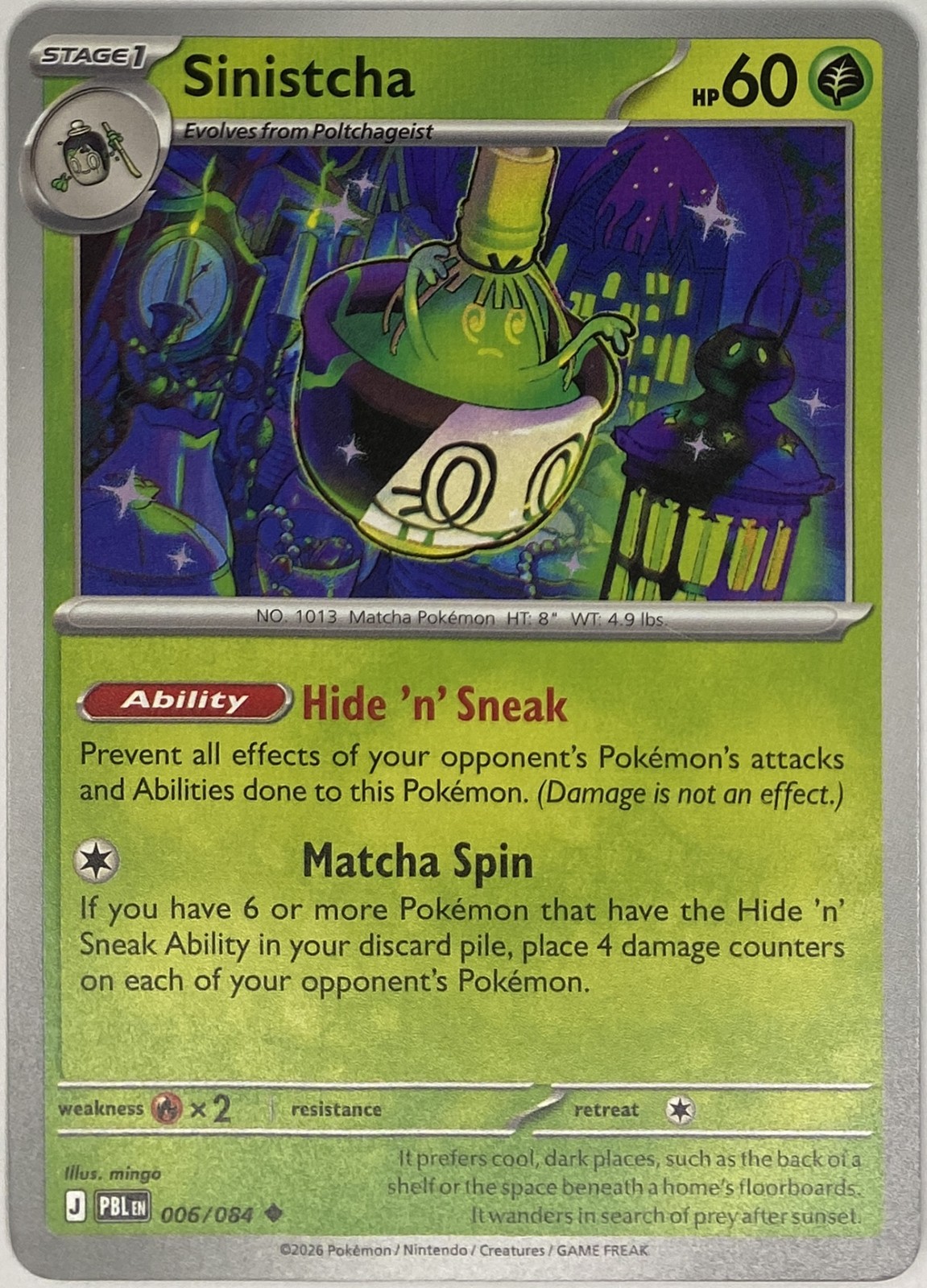 2026 Pokemon Pitch Black Sinistcha #006/084 Uncommon front