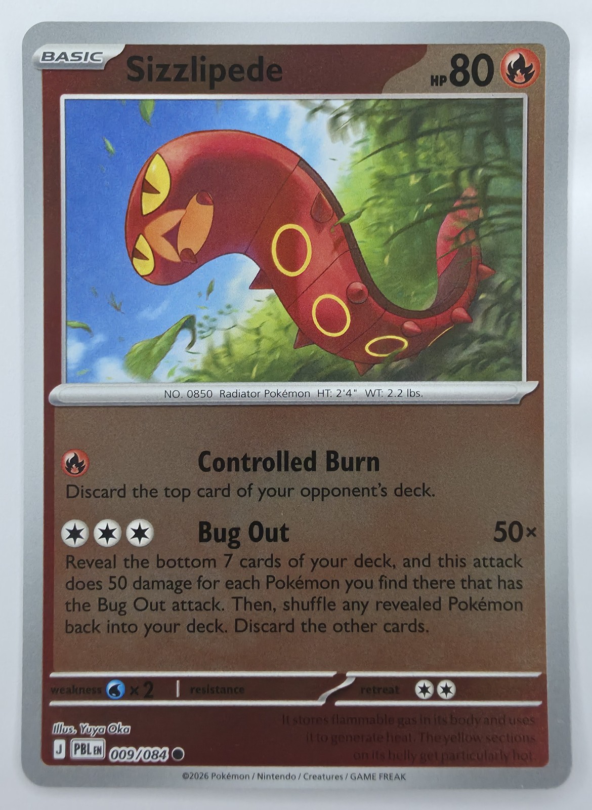 2026 Pokemon Pitch Black Sizzlipede #009/084 Reverse Holo Common front