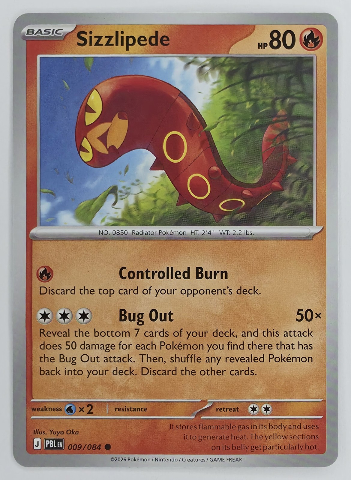 2026 Pokemon Pitch Black Sizzlipede #009/084 Common front