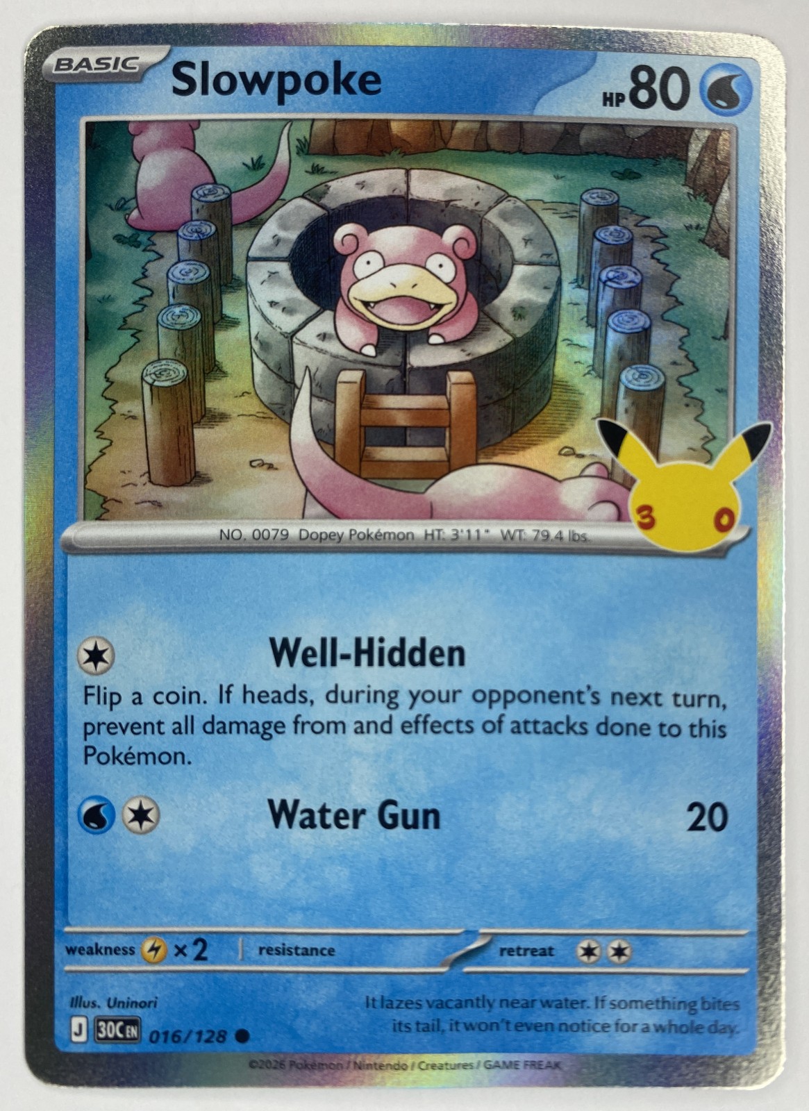 2026 Pokemon 30th Celebration Slowpoke #016/128 Common front
