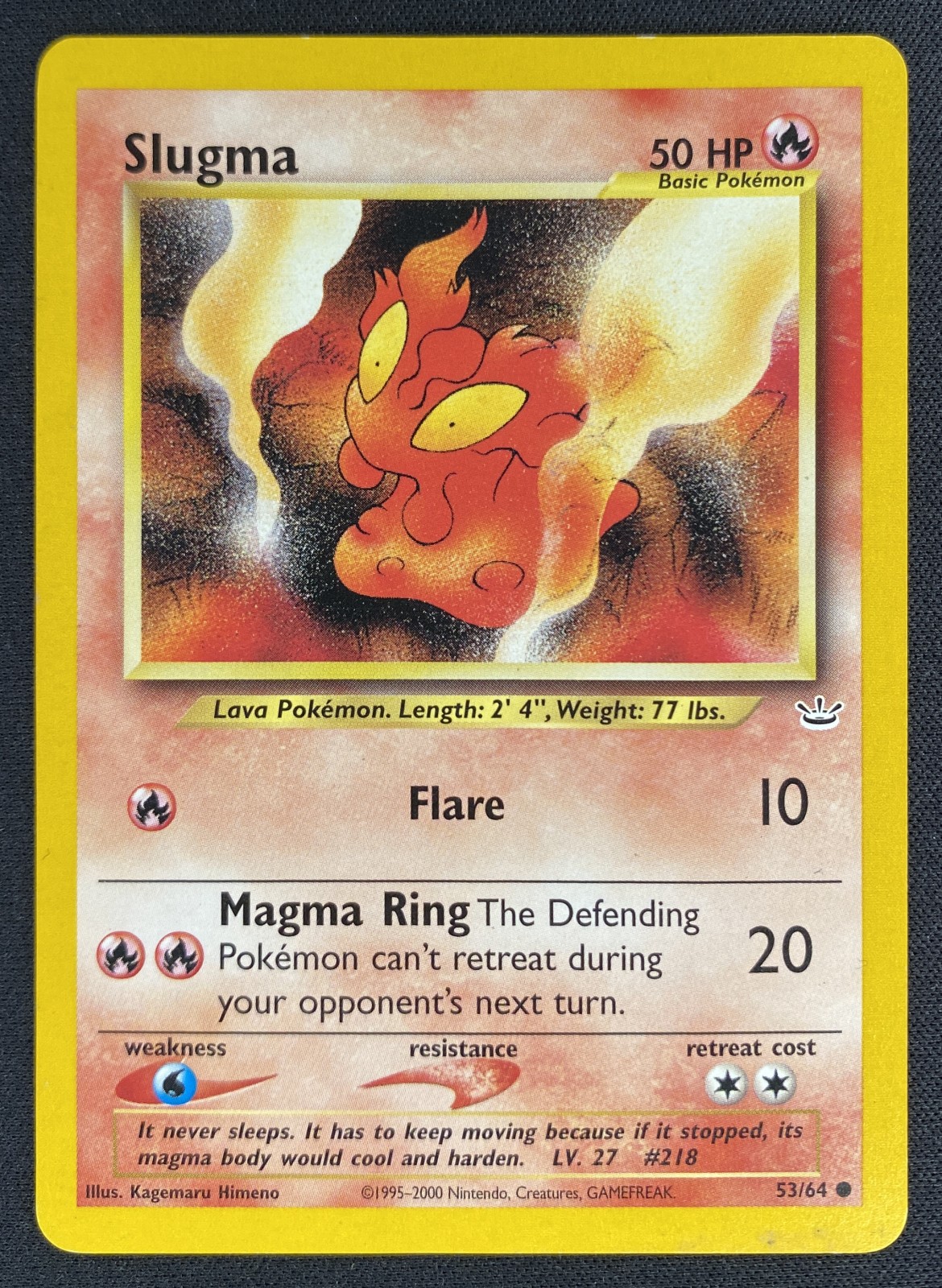 2001 Pokemon Neo Revelation Slugma #53/64 Common front