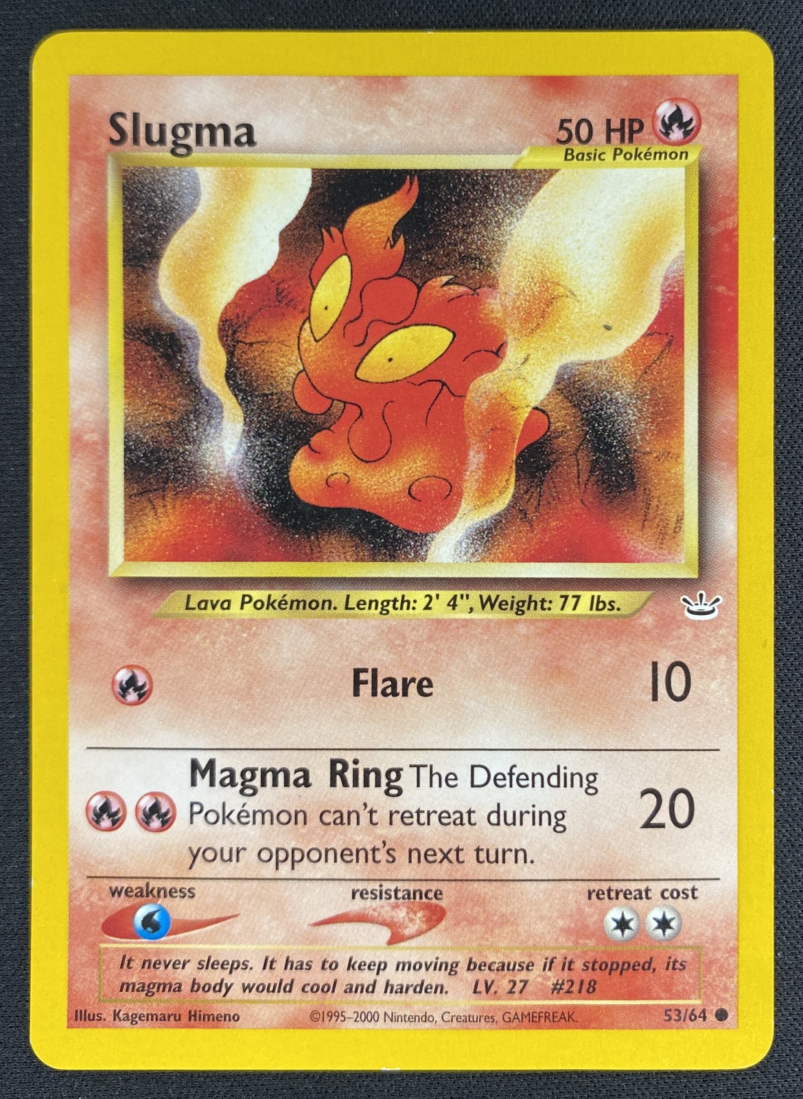 2001 Pokemon Neo Revelation Slugma #53/64 Common front