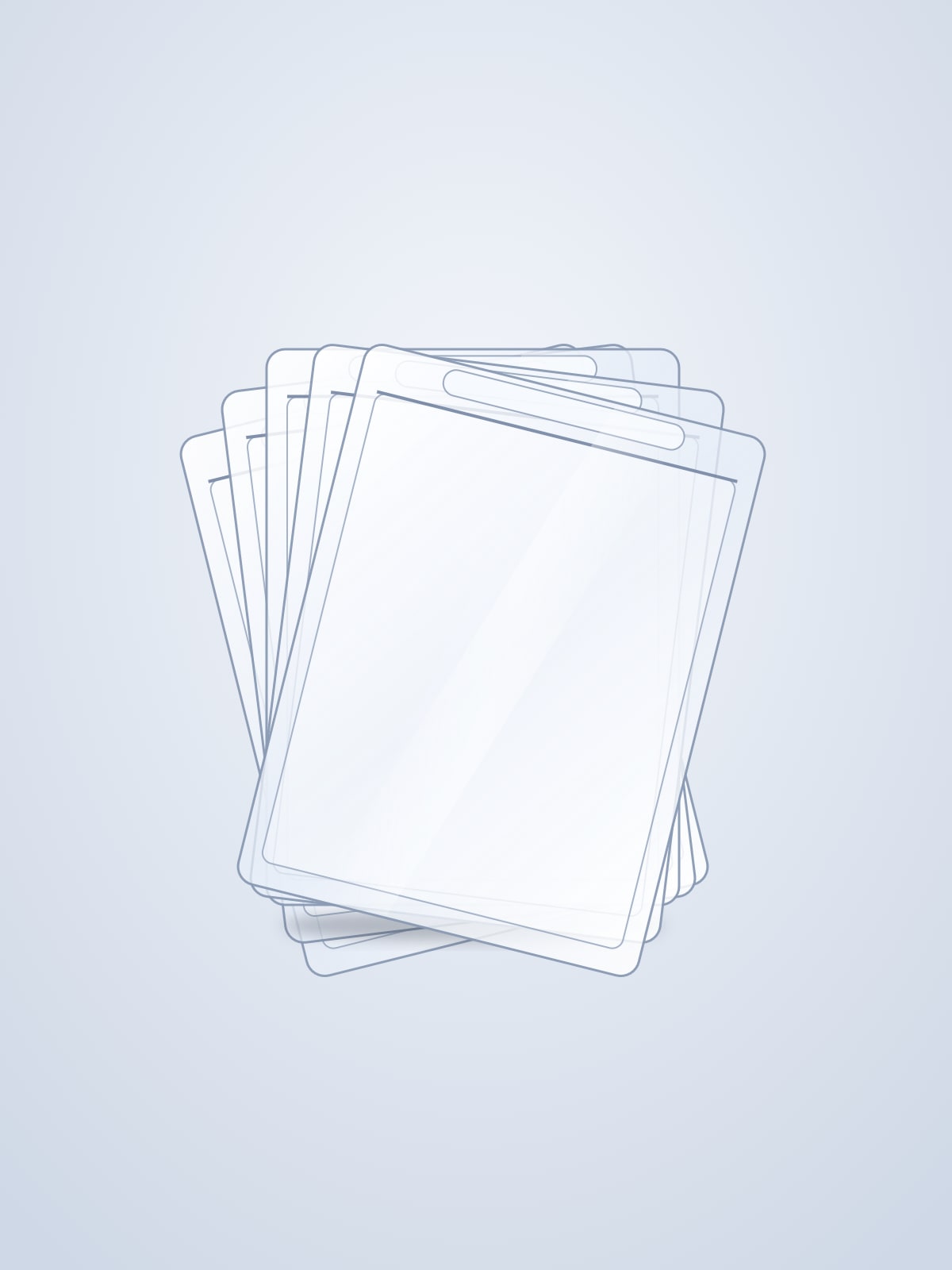 Toploaders fanned, open at the top