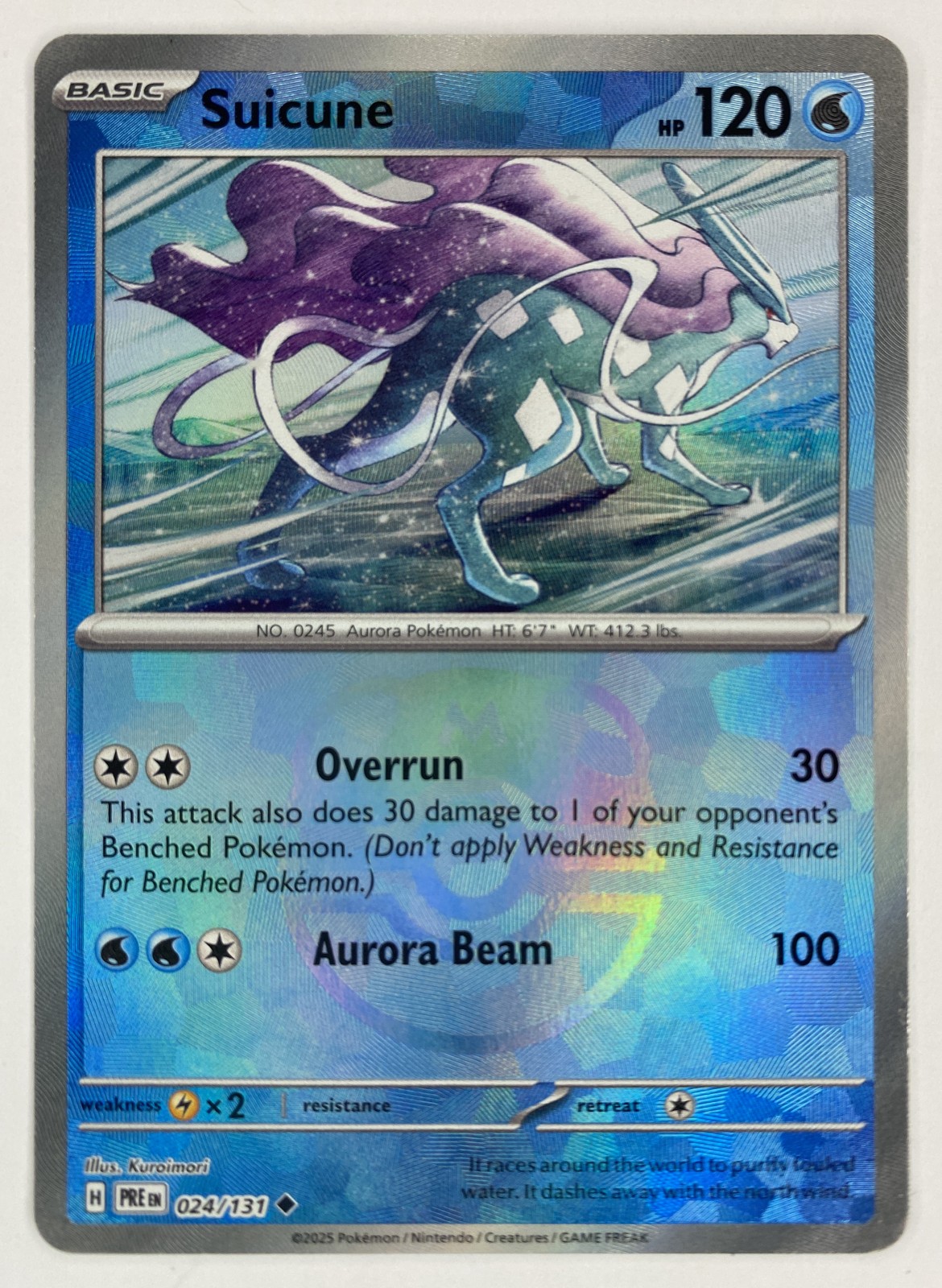 2025 Pokemon Prismatic Evolutions Suicune #024/131 Reverse Holo Uncommon front