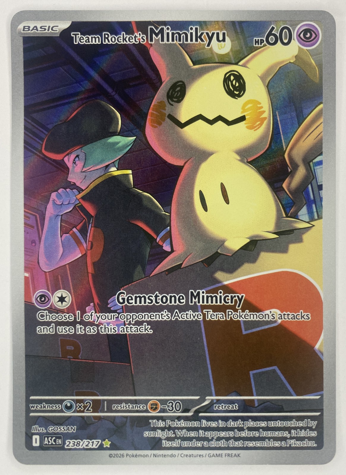 2026 Pokemon Ascended Heroes Team Rocket's Mimikyu #238/217 Illustration Rare Holo front